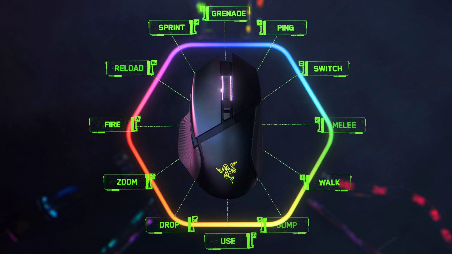 RAZER Gaming-Maus »Basilisk V3 Pro«, RF kabellos + Bluetooth-kabelgebunden-USB