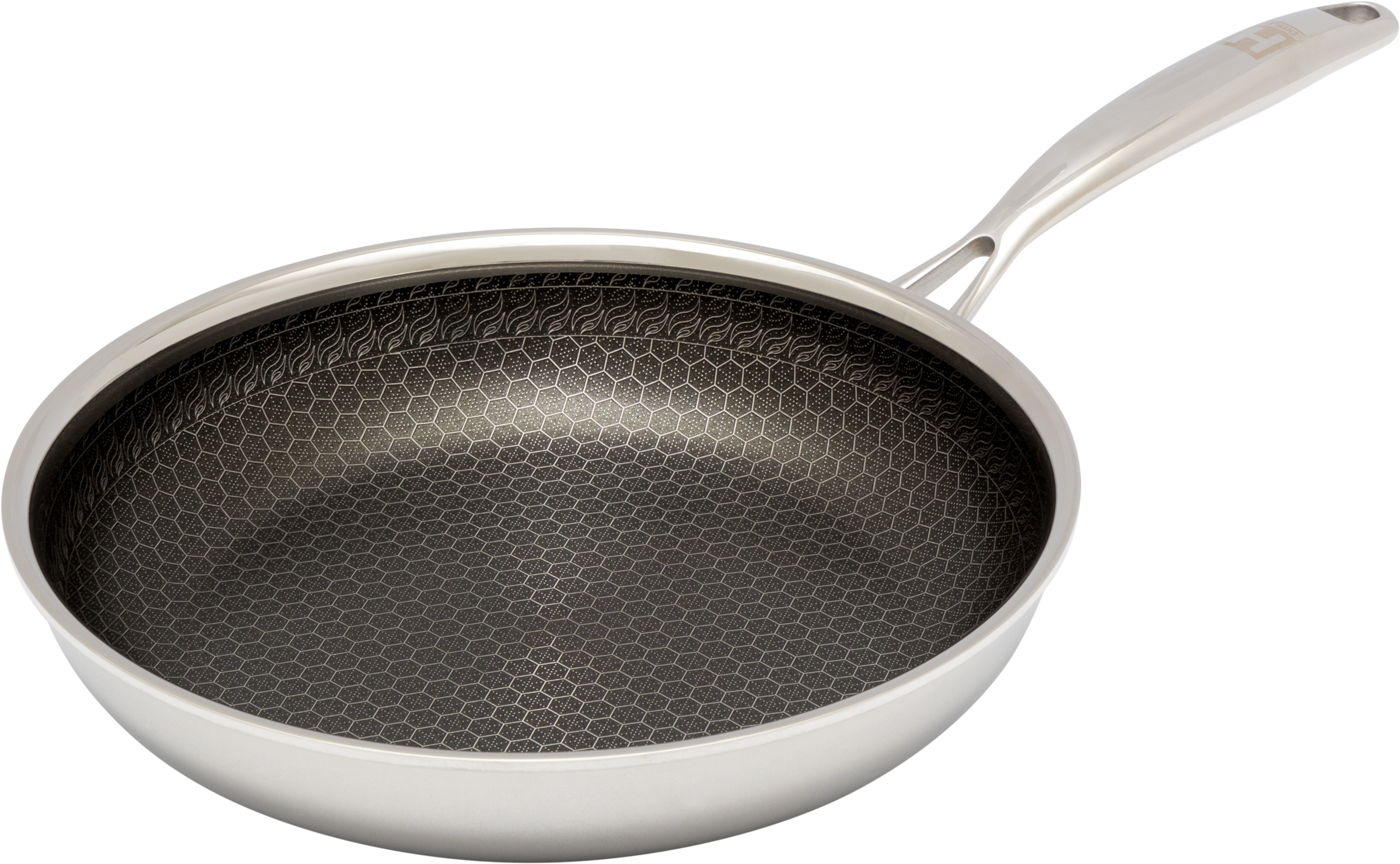 HENSSLERS Pfannen-Set »HENSSLERS Bratpfannen-Set, Ø 24 und 28 cm, inkl. Deckel«, Edelstahl, (4 tlg.), mit Wabenstruktur