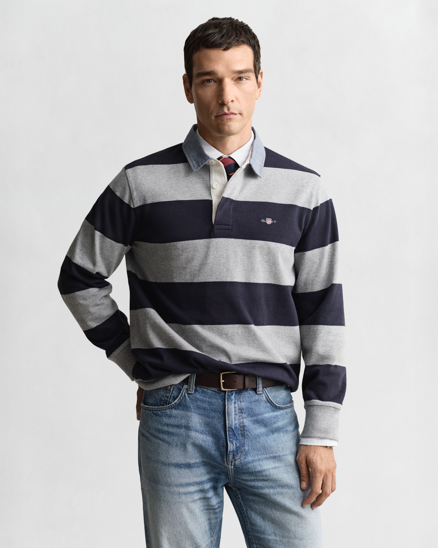 Gant Langarm-Poloshirt »REG CHAMBRAY STRIPE HEAVY RUGGER«