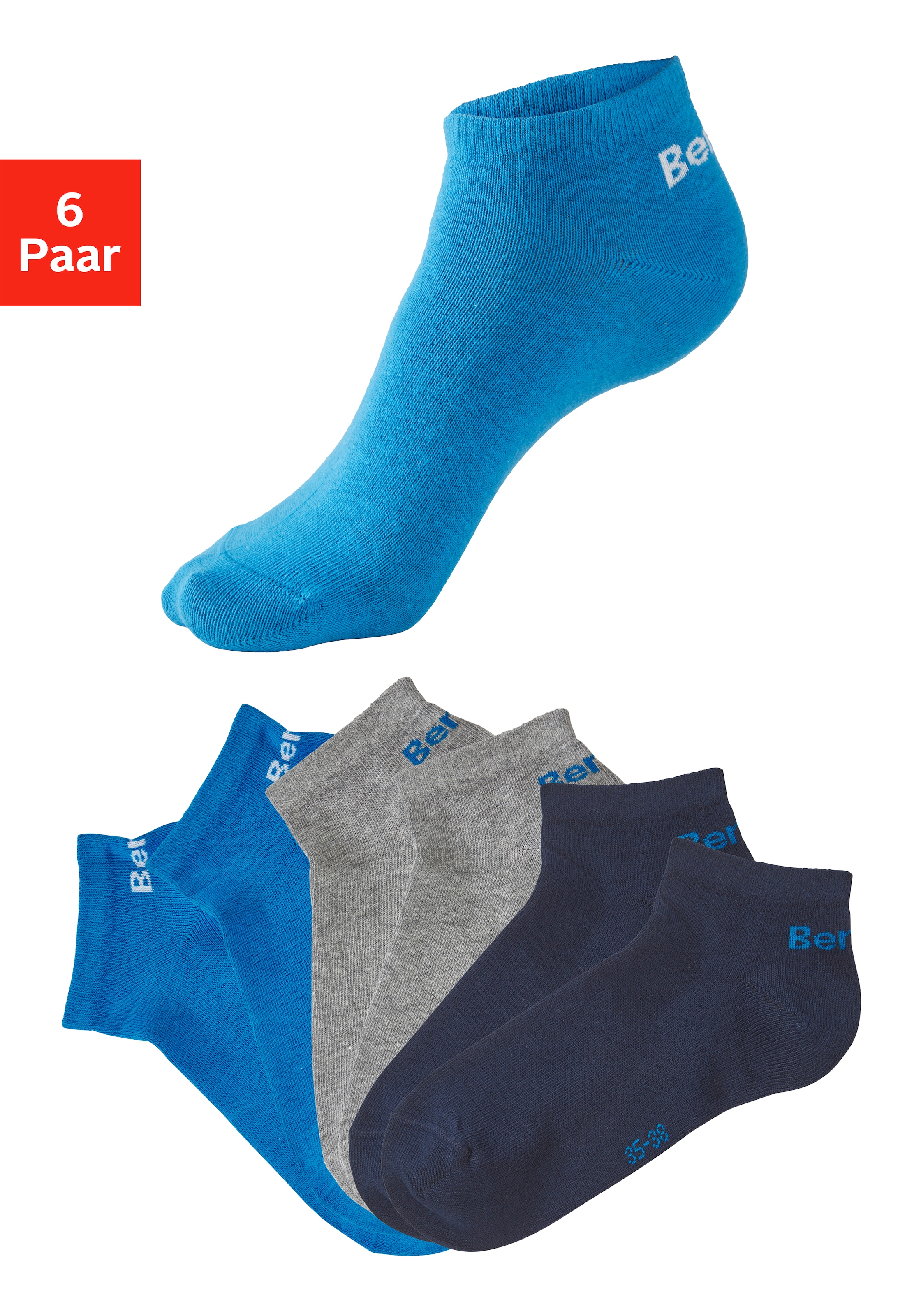 Bench. Sneakersocken "für Damen und Herren in Baumwollmischung, für Sport und Freizeit" Packung, 6 Paar tlg. mit klassischem Logoschriftzug, ohne Frottee