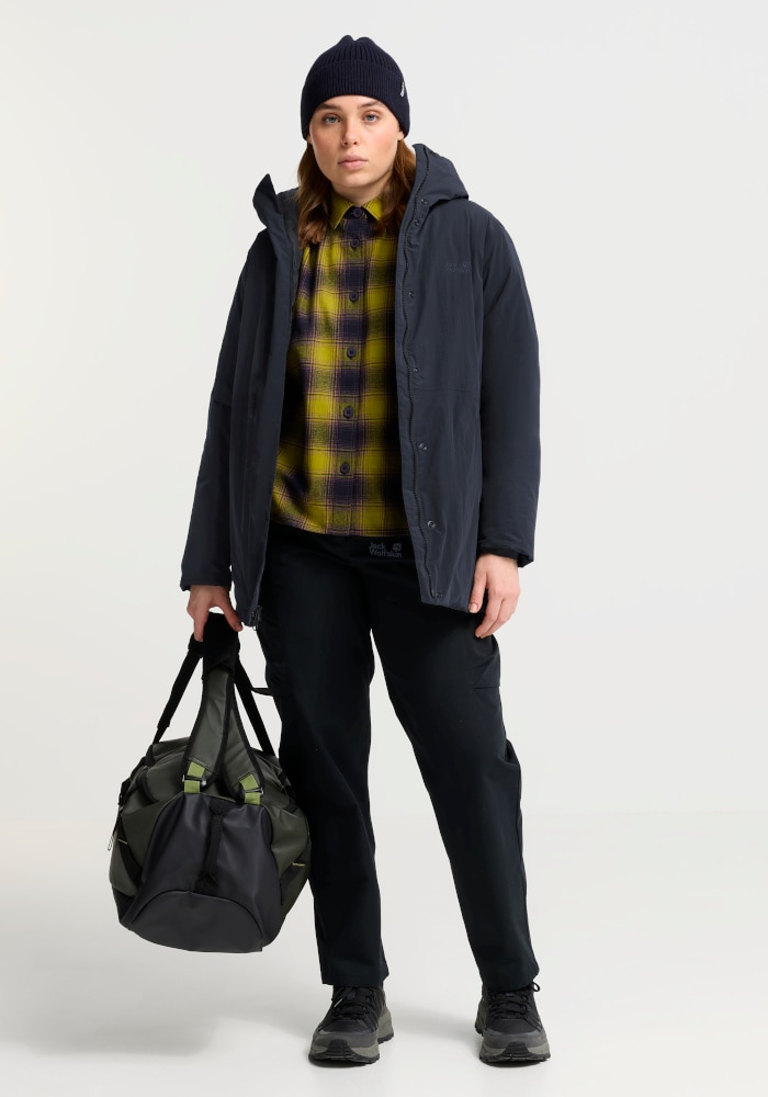 Jack Wolfskin Daunenjacke »FIORA BAY LONG JKT W« mit Kapuze Winterparka, wasserdicht, warm