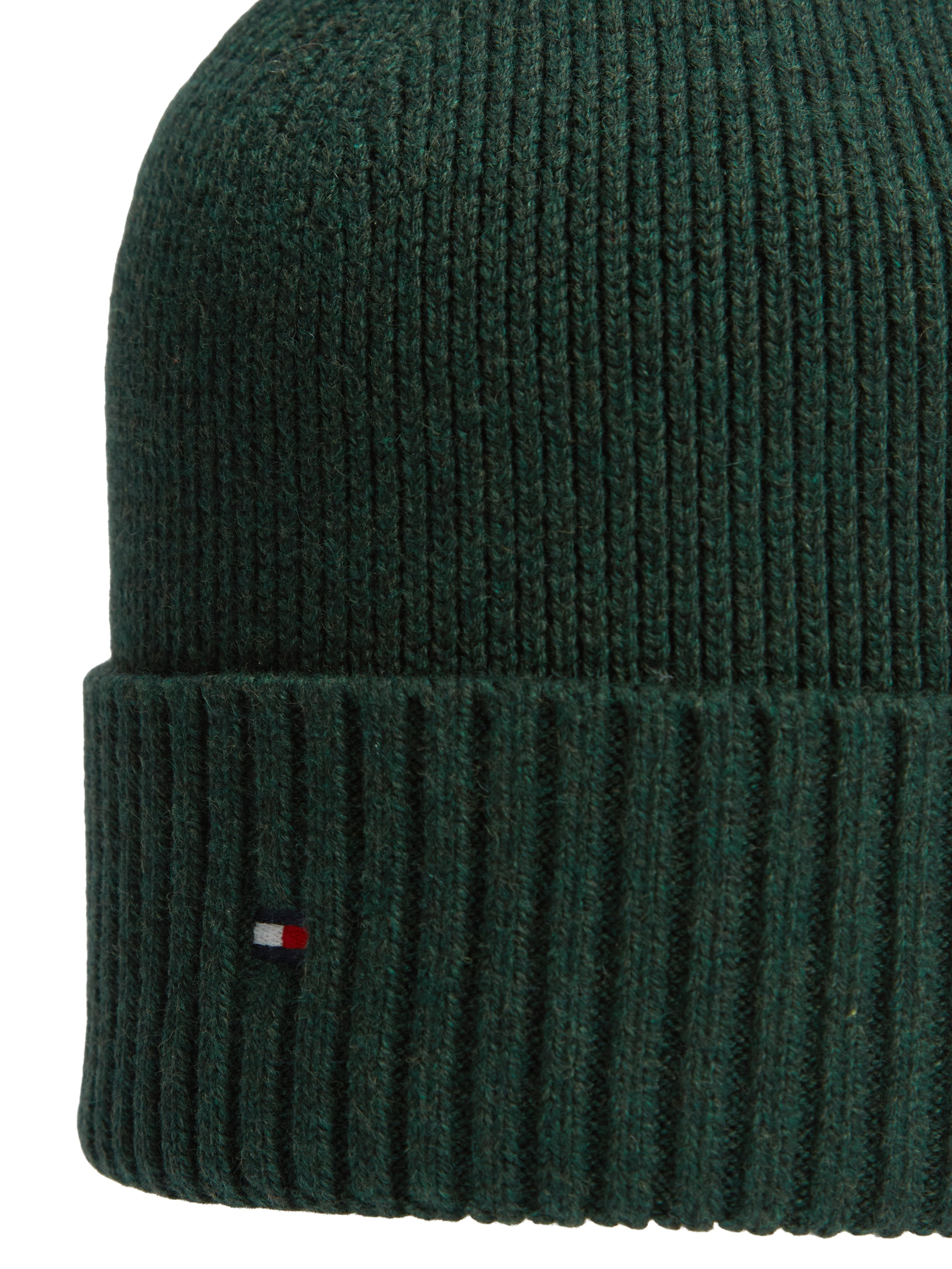 Tommy Hilfiger Strickmütze »TH FLAG PIMA COTTON BEANIE« Beanie mit Logostickerei, mit Kaschmiranteil Unisex