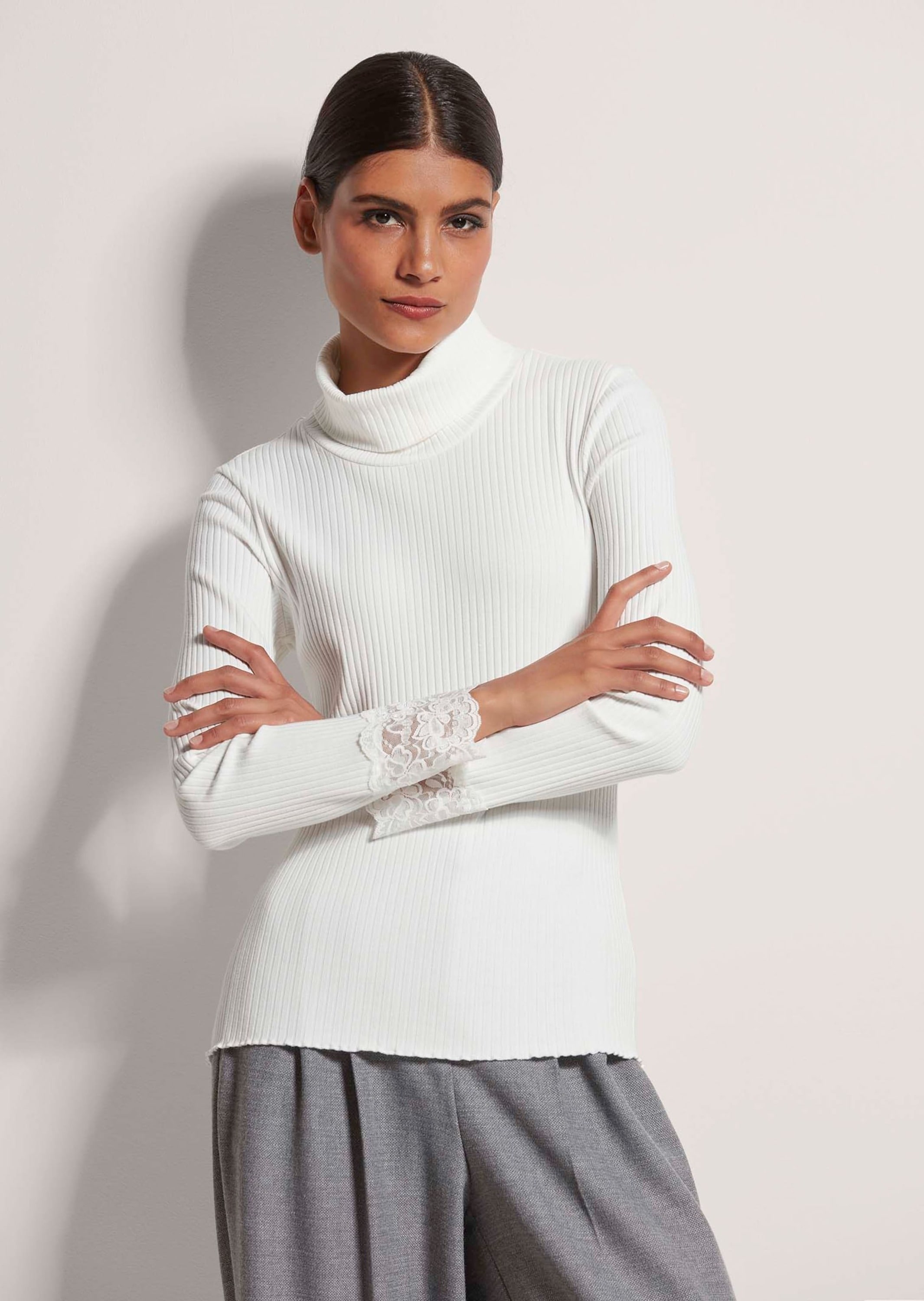 MADELEINE Langarmshirt »Shirt Rollkragen-Shirt mit Spitze«