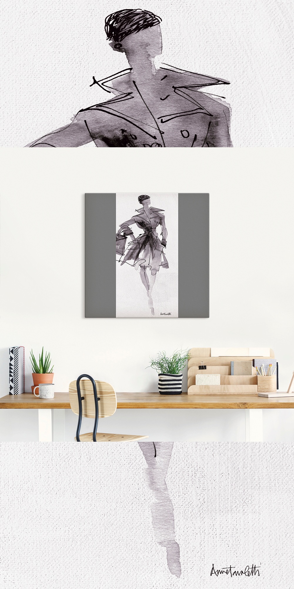 Artland Wandbild "Mode Skizzenbuch VII" Mode 1 Stk. tlg. auf Holzrahmen ges günstig online kaufen