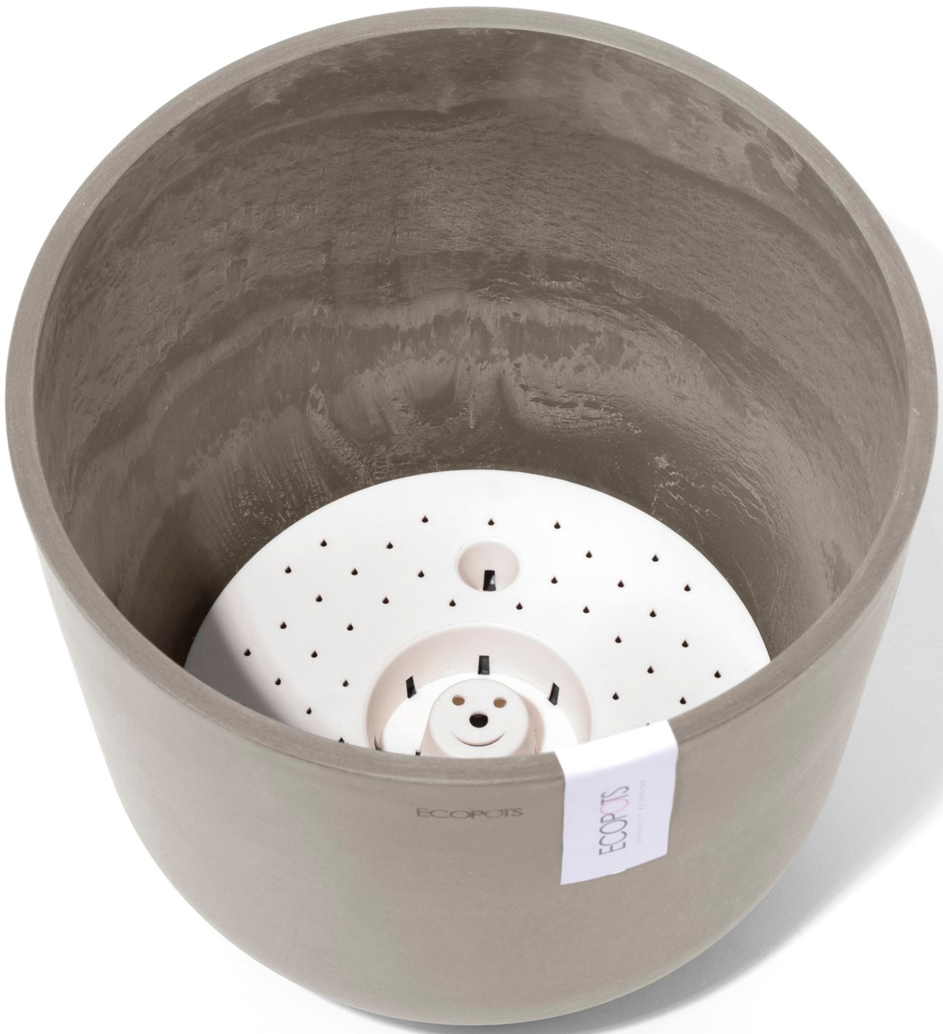 ECOPOTS Blumentopf »Oslo 25 + Wassersystem Taupe«, für innen und außen: frostsicher, bruchsicher und lichtbeständig