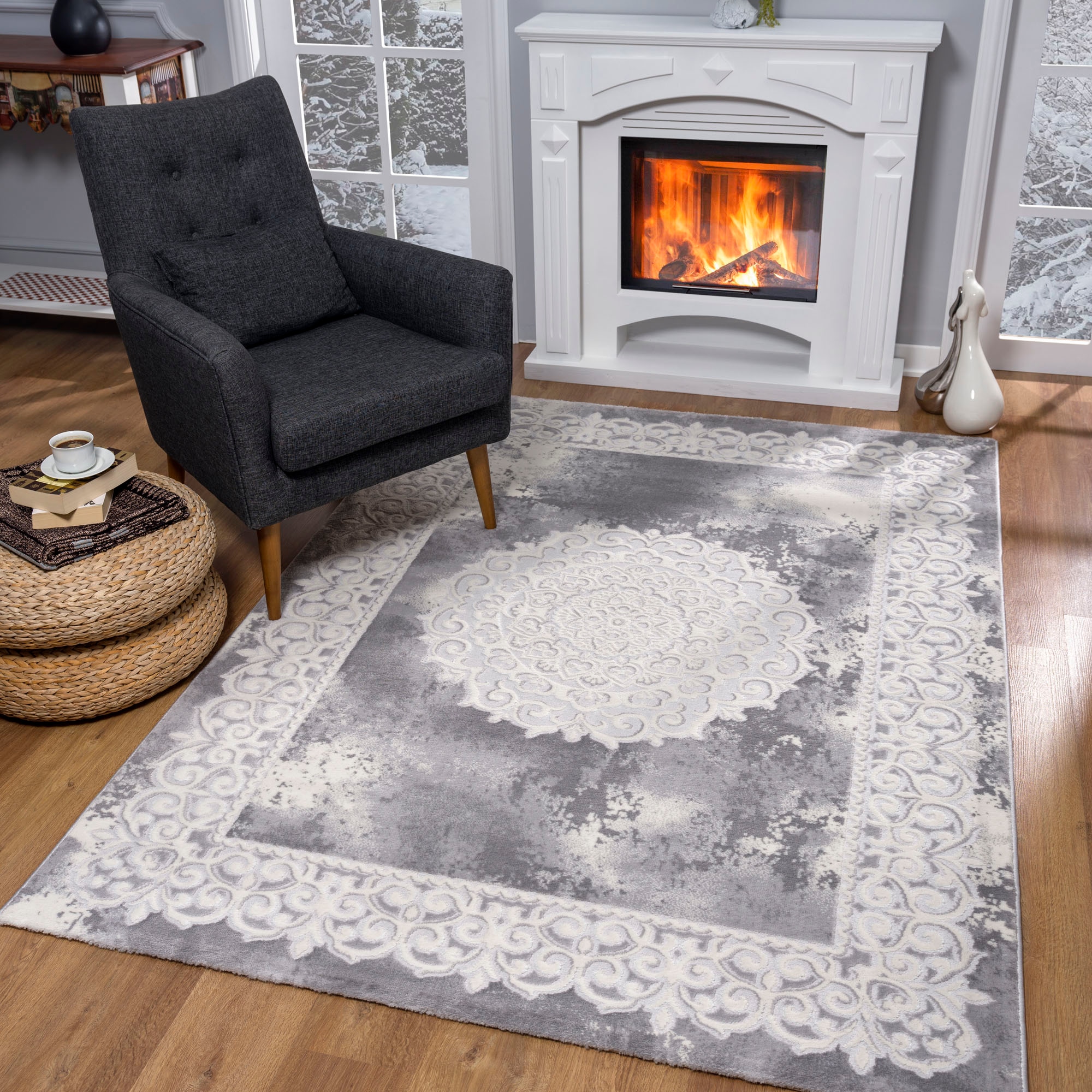 Sanat Teppich "Harmony 3205, auch als Läufer und rund" rechteckig 12 mm Höhe Wohnzimmer, Kurzflor, modern, Orient Optik, Schlafzimmer