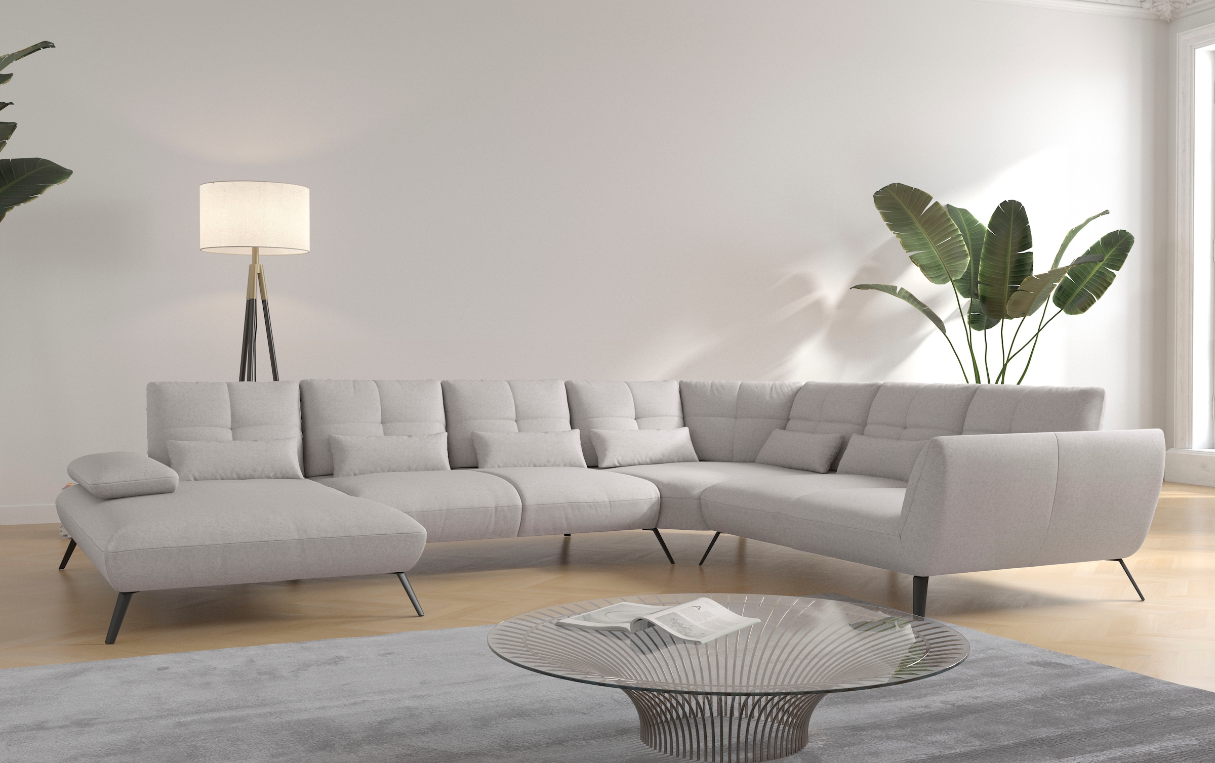 OTTO home Wohnlandschaft "Mikado U-Form" inkl. Sitztiefenverstellung und Armteilverstellung
