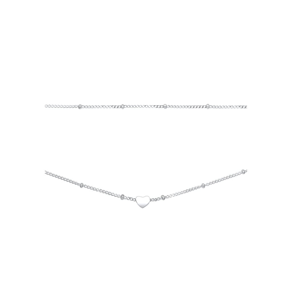 Elli Collier »Choker Layer Kugelkette Herz 925 Silber«