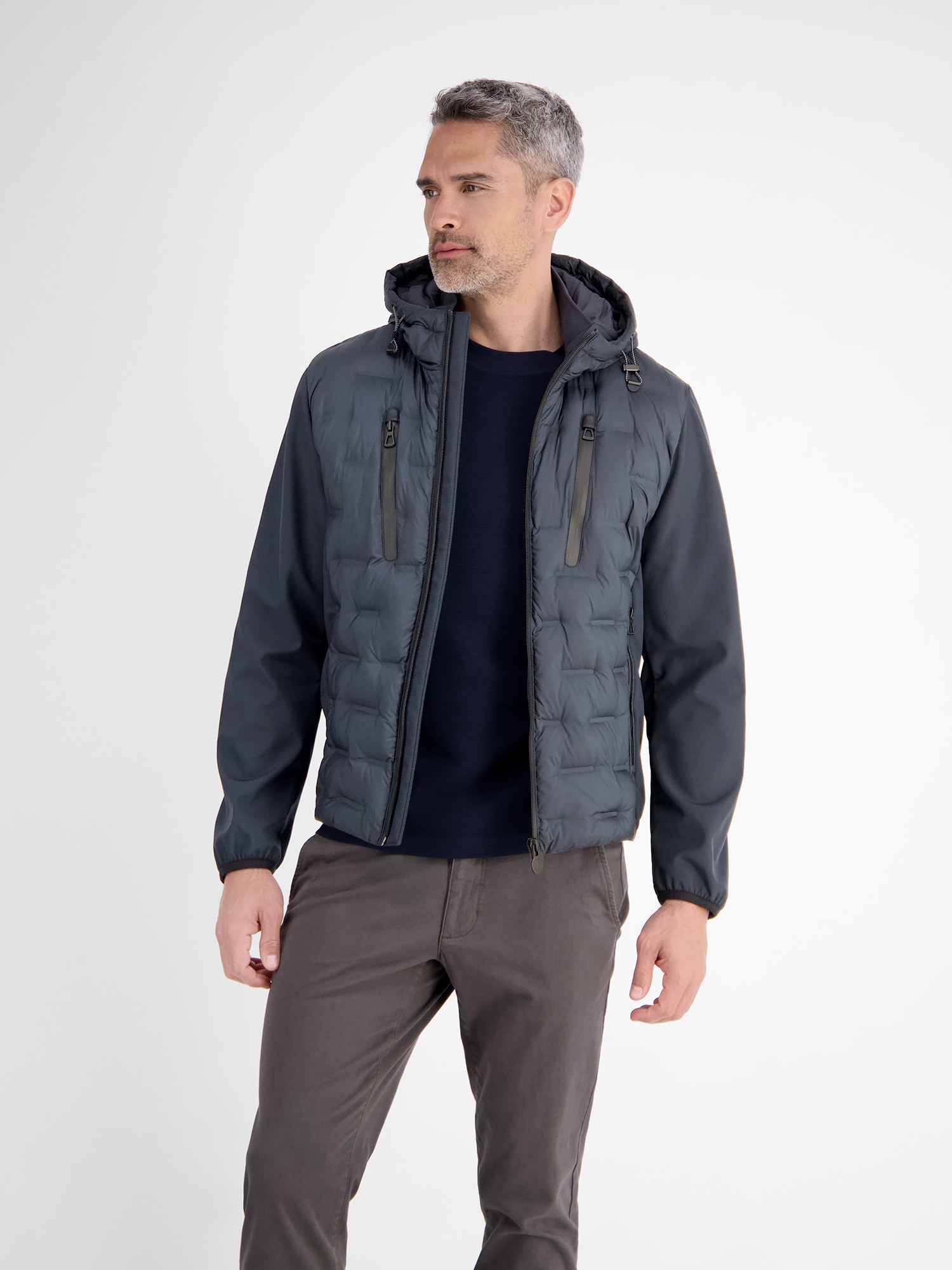LERROS Steppjacke "LERROS Sportive Hybrid-Jacke mit Steppfront", mit Kapuze günstig online kaufen