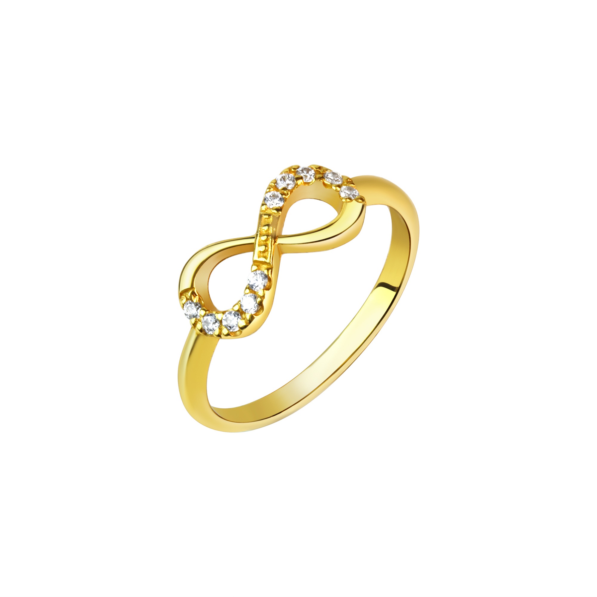 Fingerring VIVANCE "925/- Sterling Silber vergoldet Infinity Zirkonia" Gr. 56, gelb, Fingerringe, Damen, 056 (17,8), Silber 925 (Sterlingsilber), Fingerring