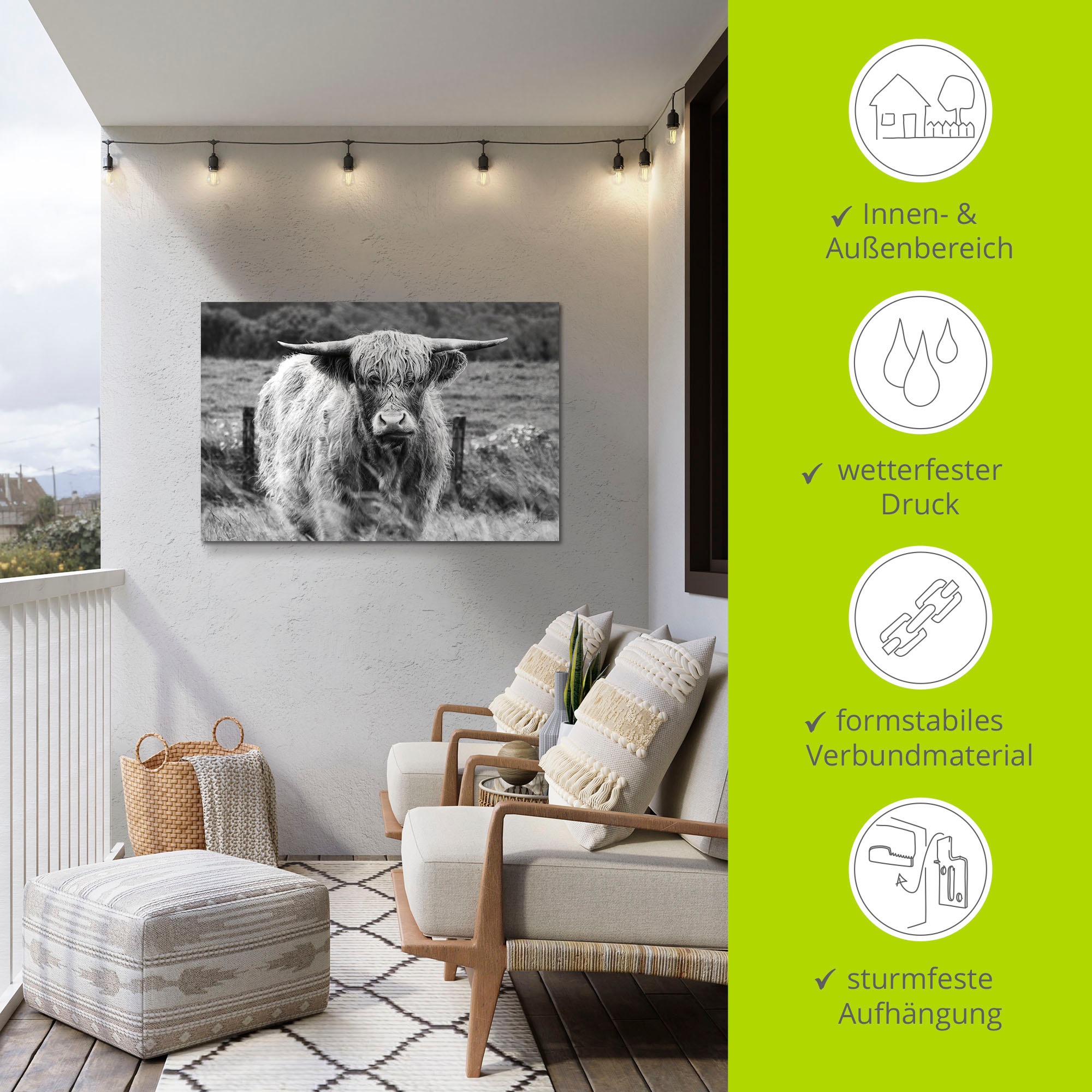 ARTLAND Happy Highland Tableau Mural Noir 30x20cm 2