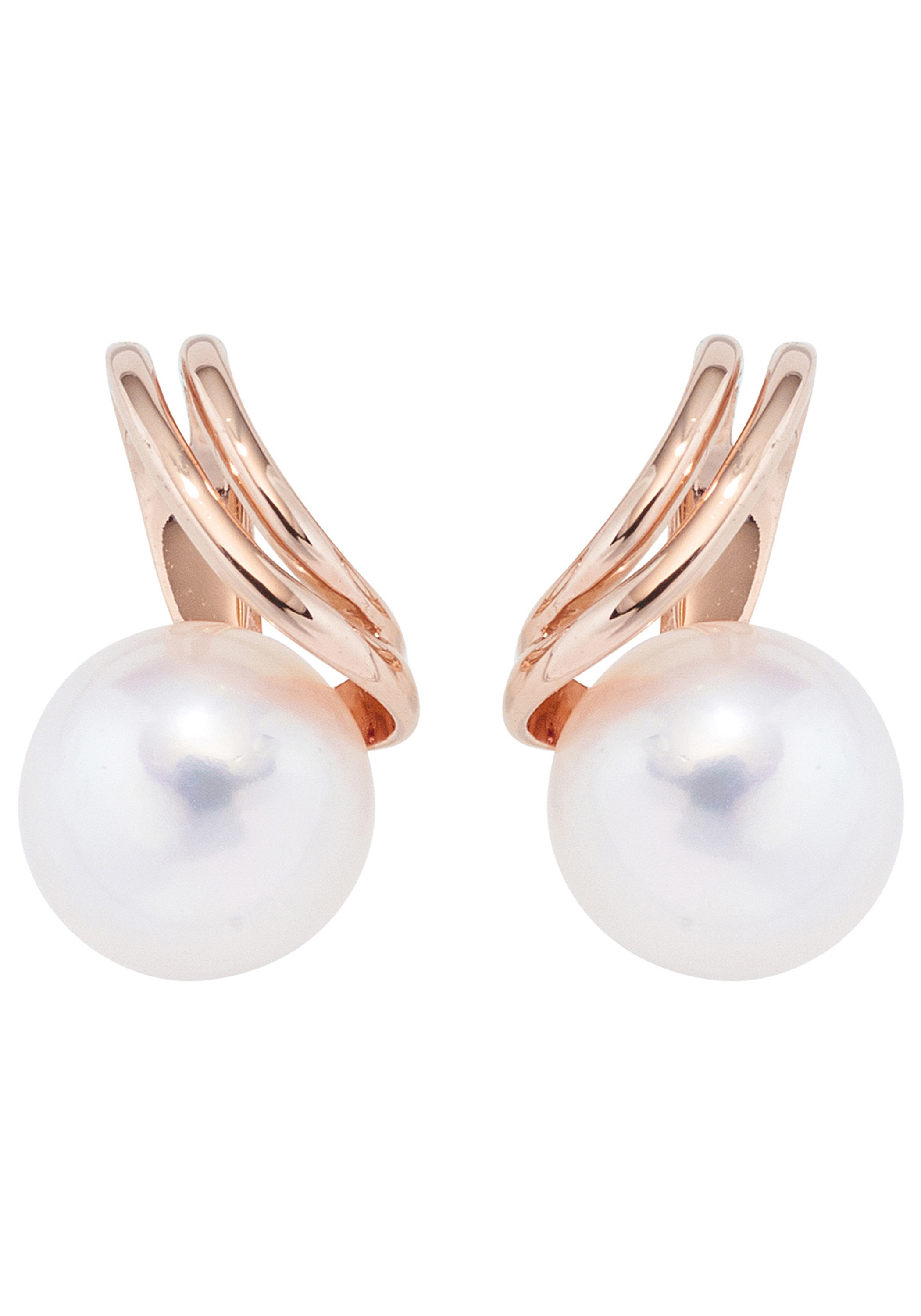 JOBO Perlenohrringe 585 Roségold mit Süßwasser-Zuchtperlen