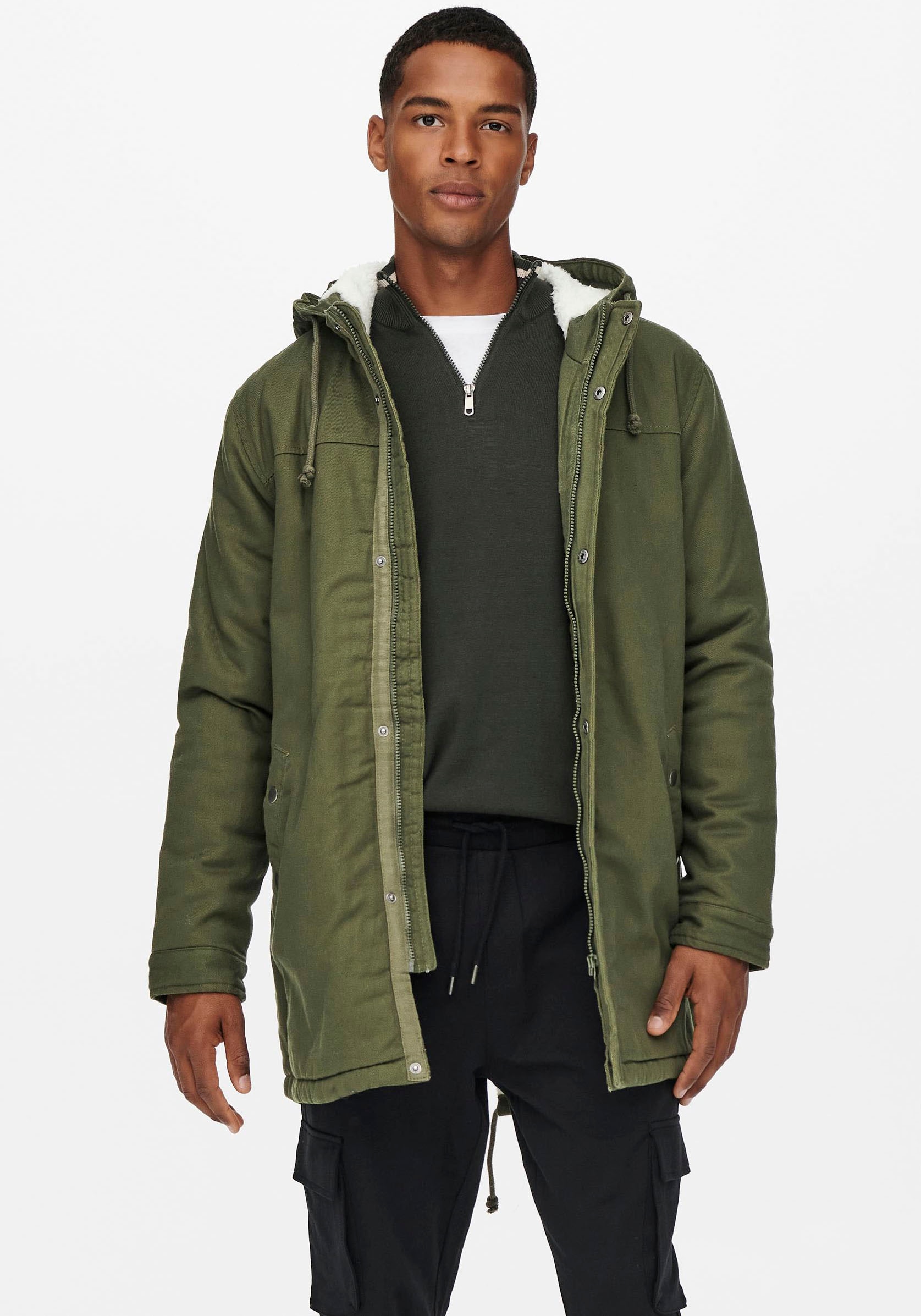 ONLY & SONS Parka "ALEX TEDDY PARKA", mit Kapuze