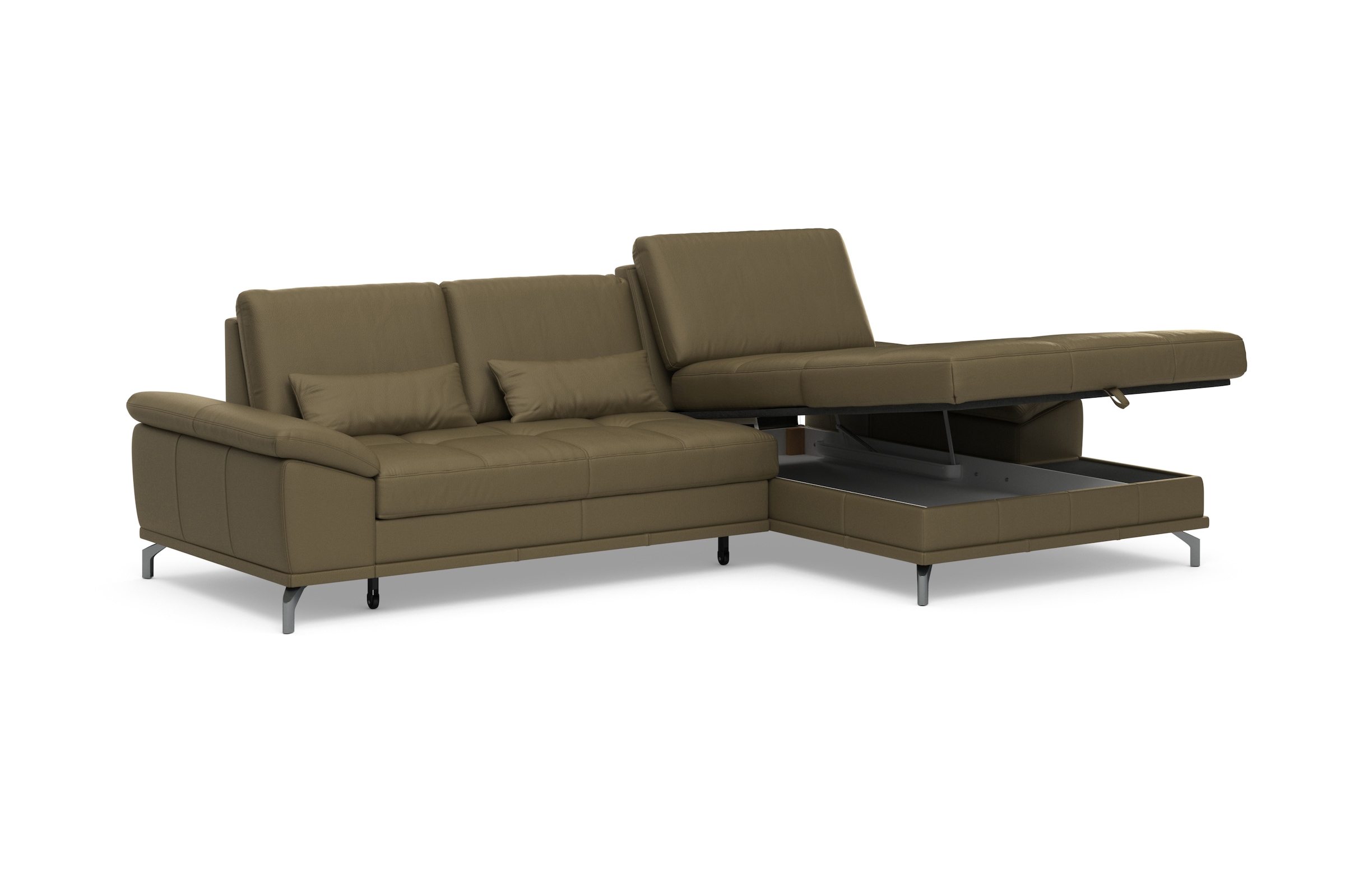 Places of Style Ecksofa Costello, mit Sitztiefenverstellung und Armlehnfunktion, incl. 3 Nierenkissen