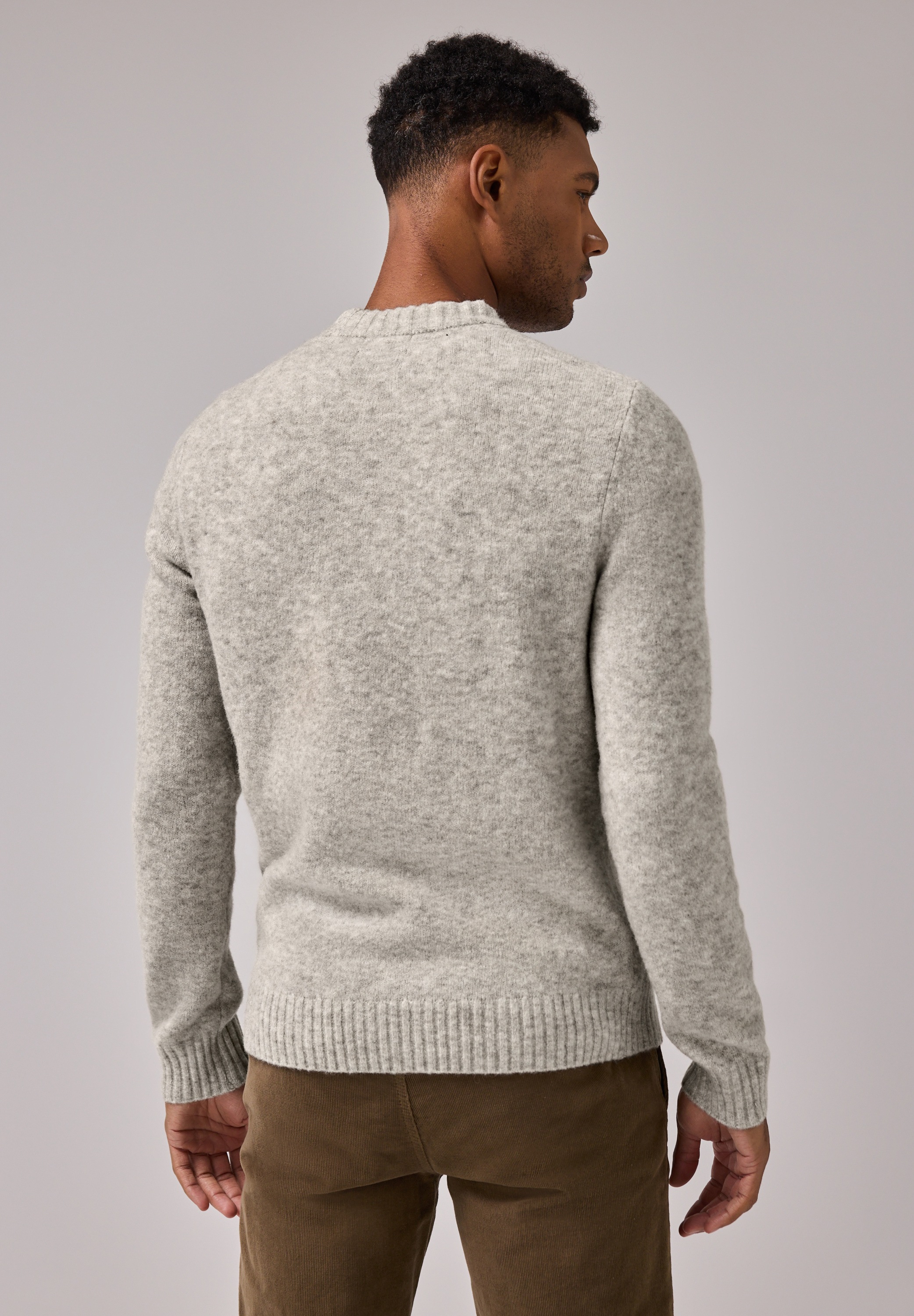 STREET ONE MEN Rundhalspullover, aus elastischem Materialmix