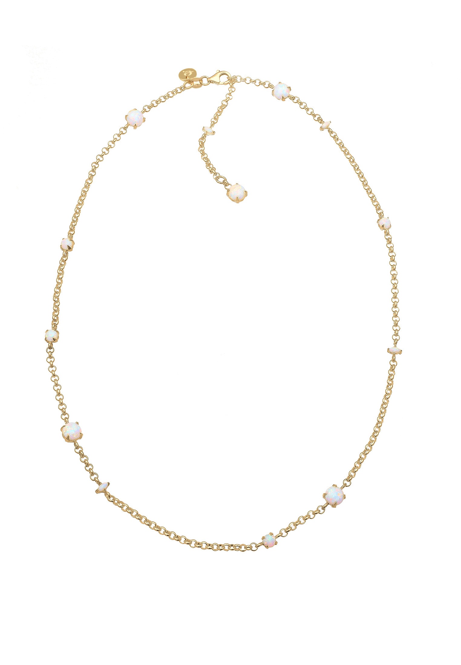Elli Premium Collierkettchen »Synthetischer Opal Weiß 925 Sterling Silber vergoldet«