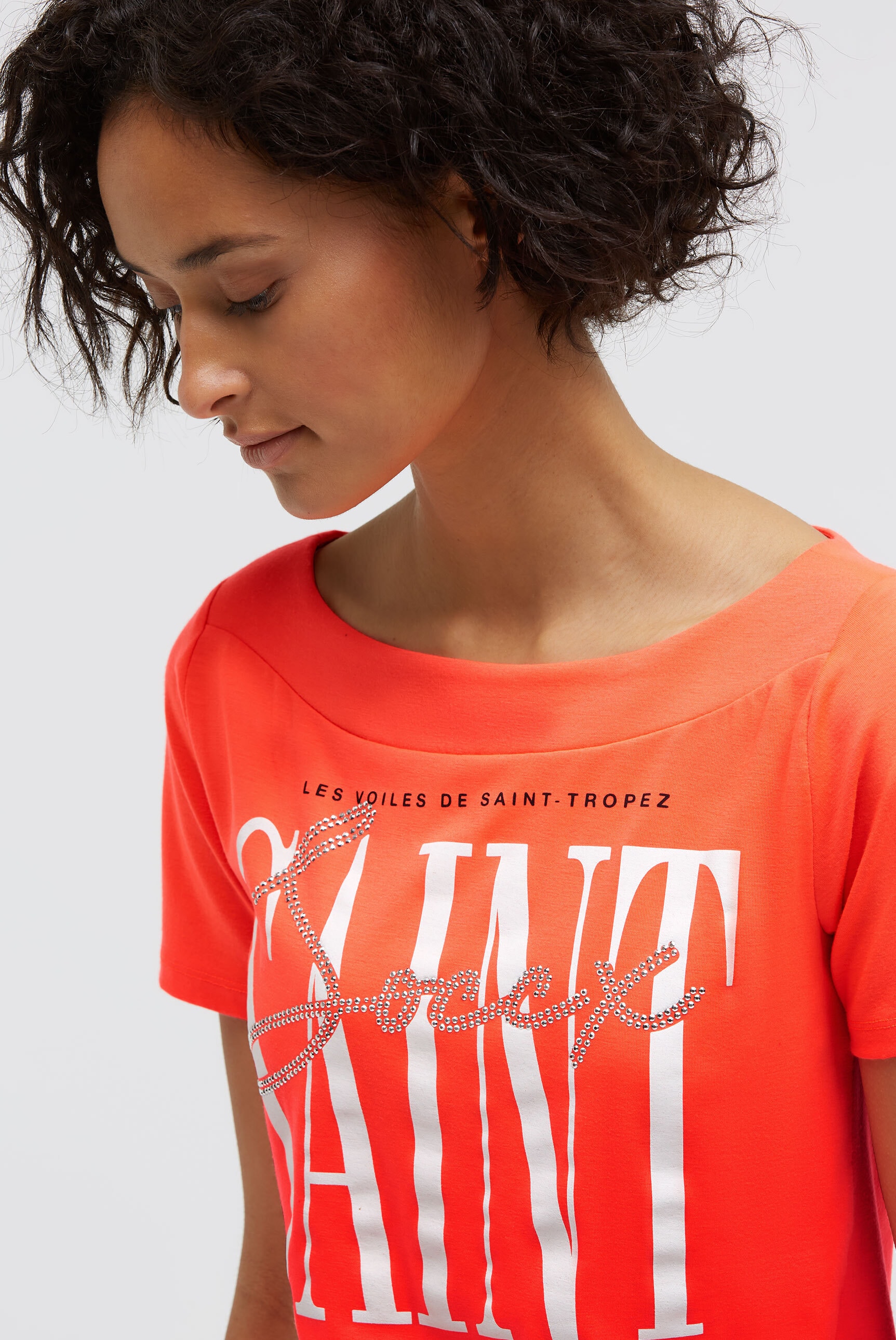 SOCCX Rundhalsshirt mit U-Boot-Ausschnitt