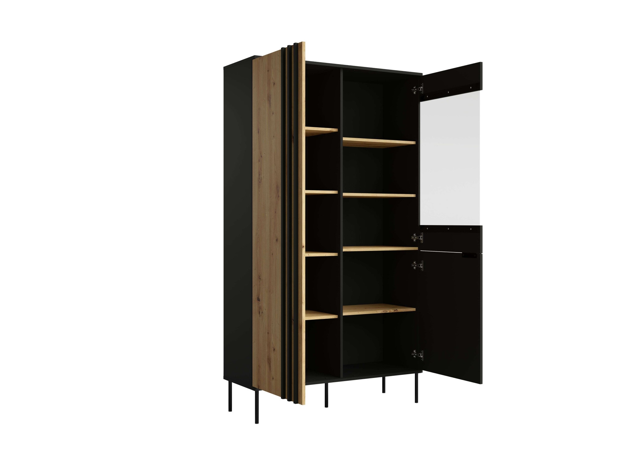 OTTO home Vitrine »AELLOR Vitrineschrank mit/ohne Beleuchtung, verglast, viel Stauraum« Standvitrine/Glasvitrine mit 2 Türen, 8 Einlegeböden, matt Hochschrank