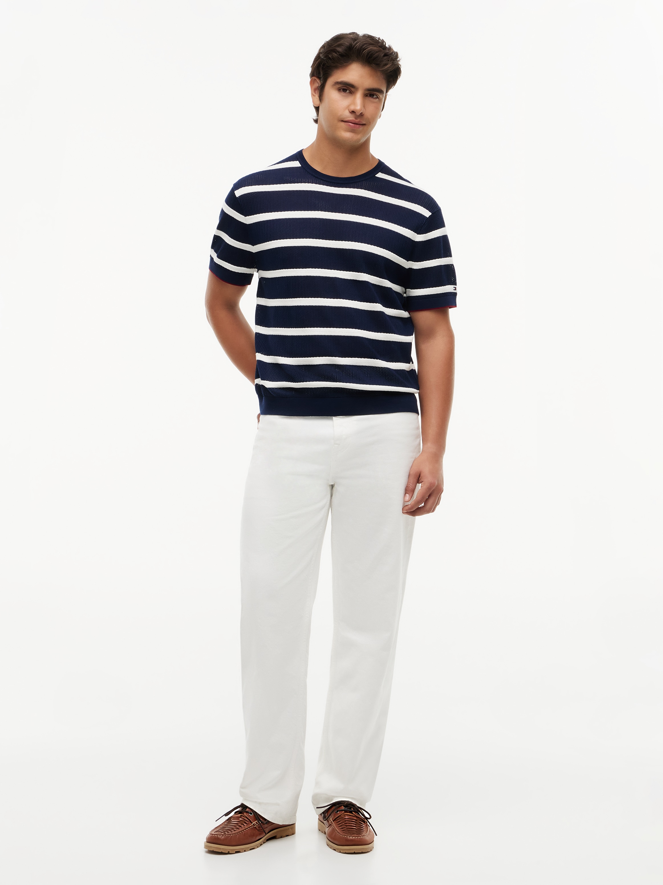 Tommy Hilfiger Kurzarmpullover »DC KNITTED TEXTURE BRETON STRIPE«
