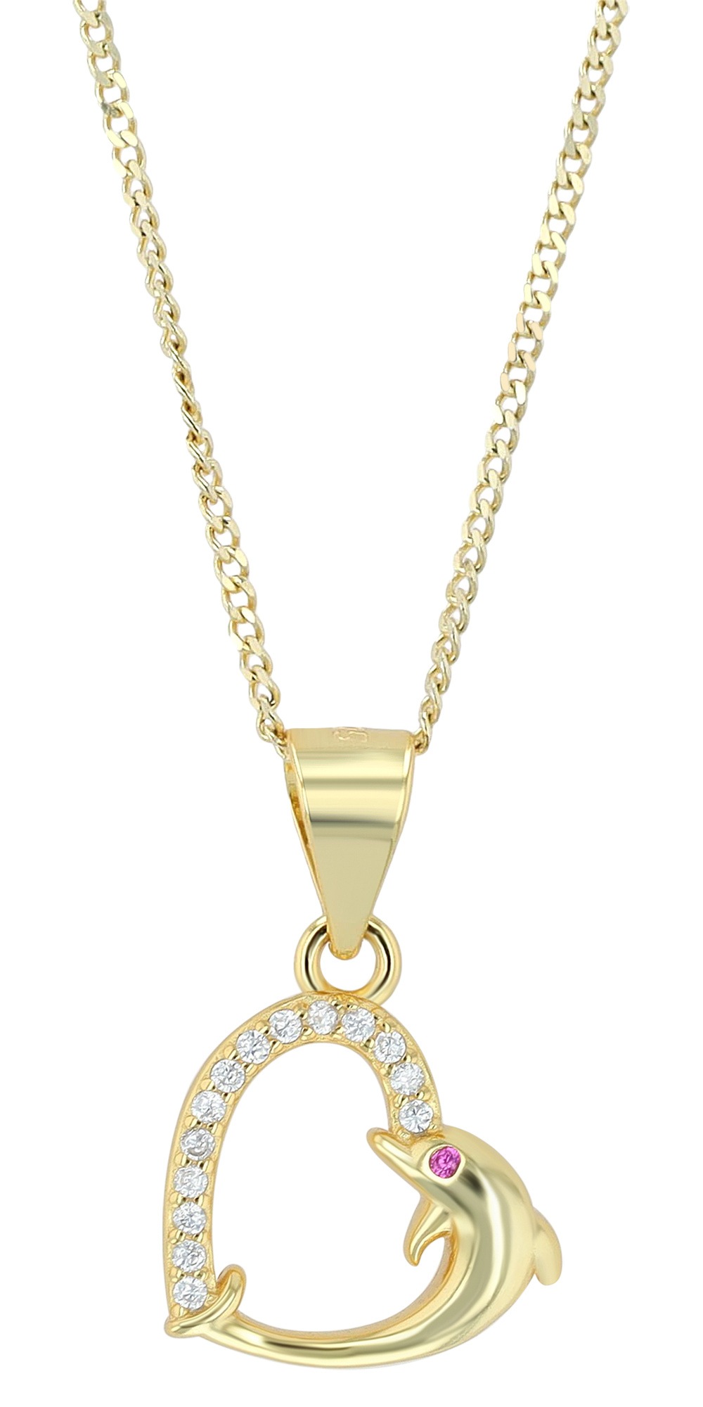 Adelia´s Kettenanhänger »Anhänger – Delfin Herzanhänger aus 925 Silber mit Zirkonia«  Geschenkidee: zeitlos und vielseitig