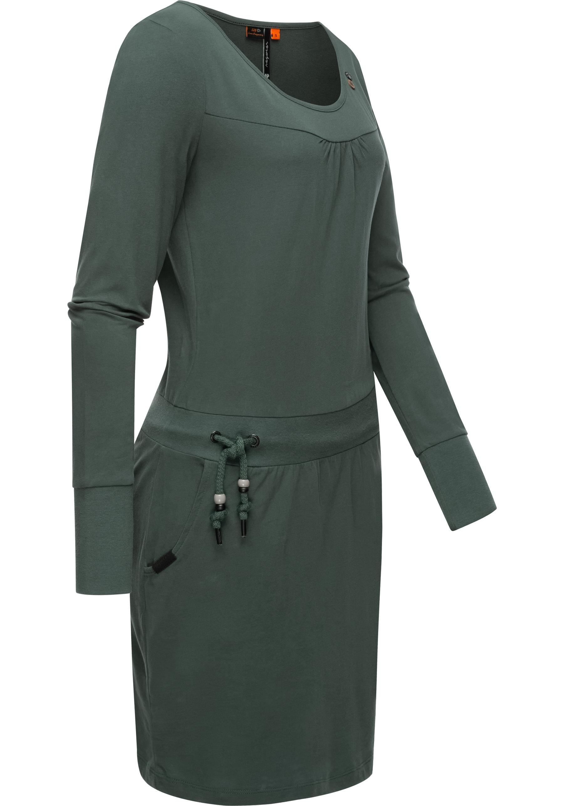 Langärmliges Ragwear Damen bestellen Jerseykleid für BAUR | »Penellope«, mit Baumwoll-Kleid Taillenzugband