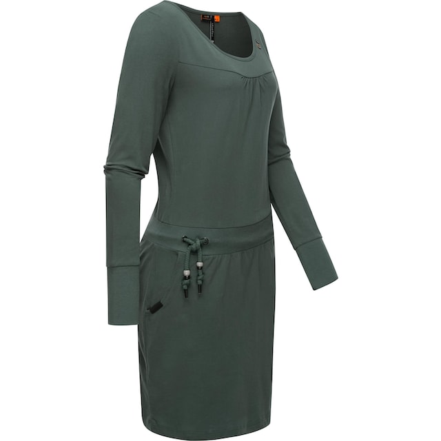 Ragwear Jerseykleid »Penellope«, Langärmliges Damen Baumwoll-Kleid mit  Taillenzugband für bestellen | BAUR