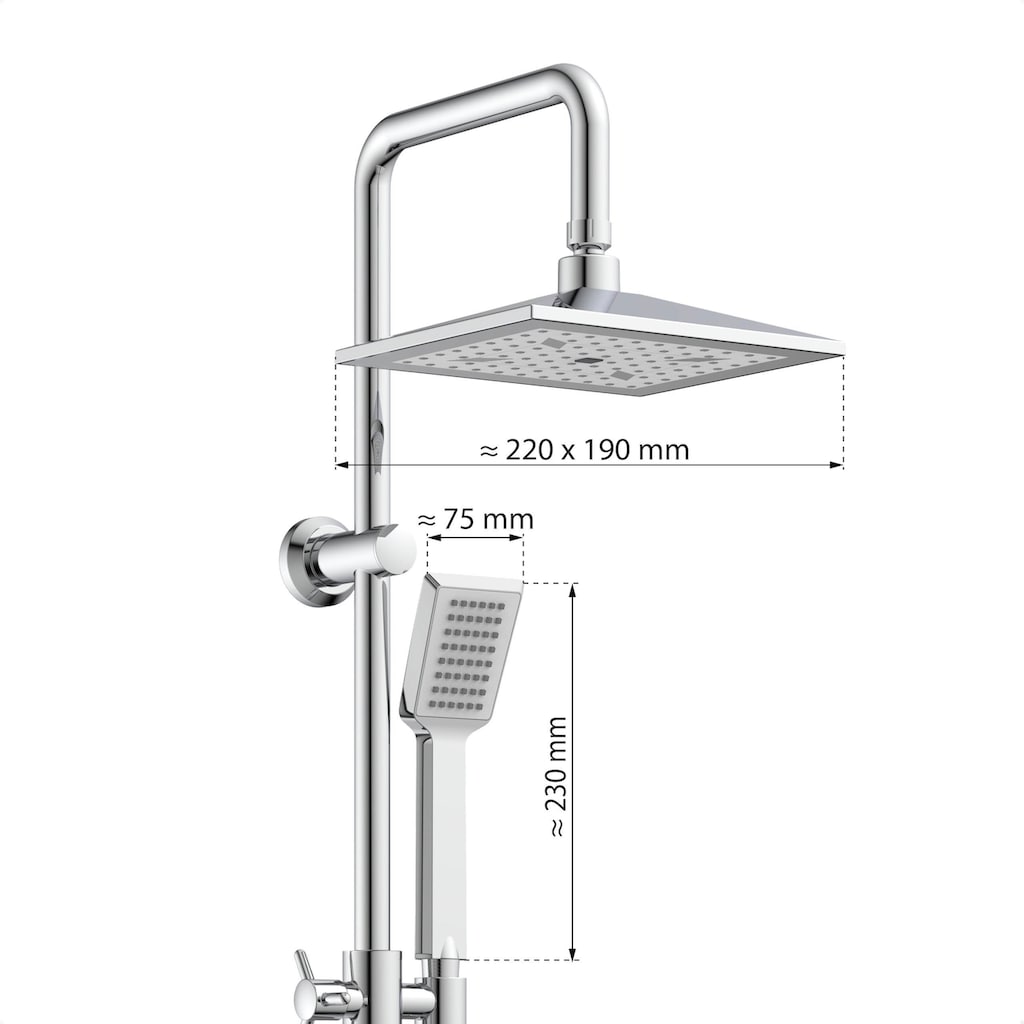 Eisl Duschsystem »EASY COOL«, Regendusche ohne Armatur, Duschsystem mit Seifenschale, Duschbrause