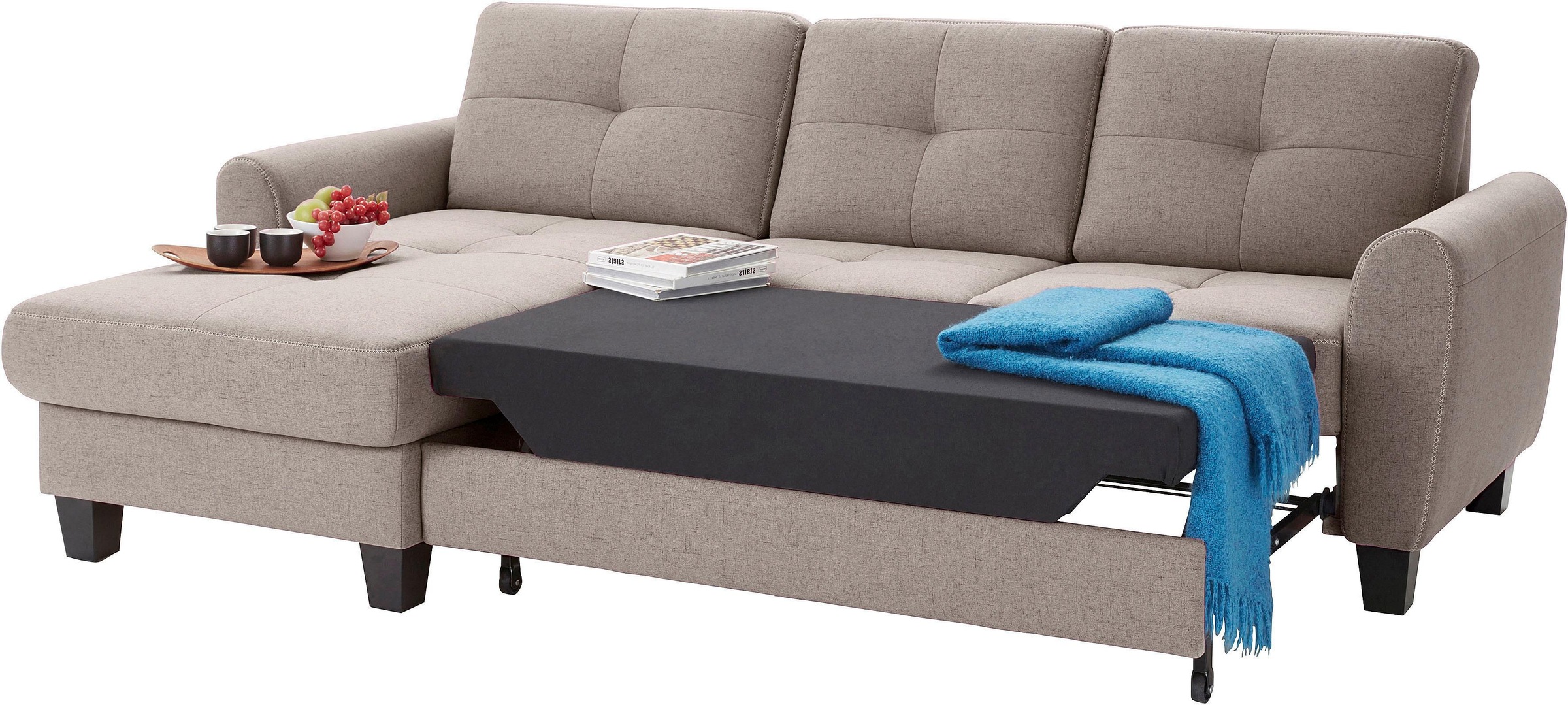 sit&more Ecksofa »Varese L-Form«, mit Federkern, wahlweise mit Bettfunktion und Stauraum