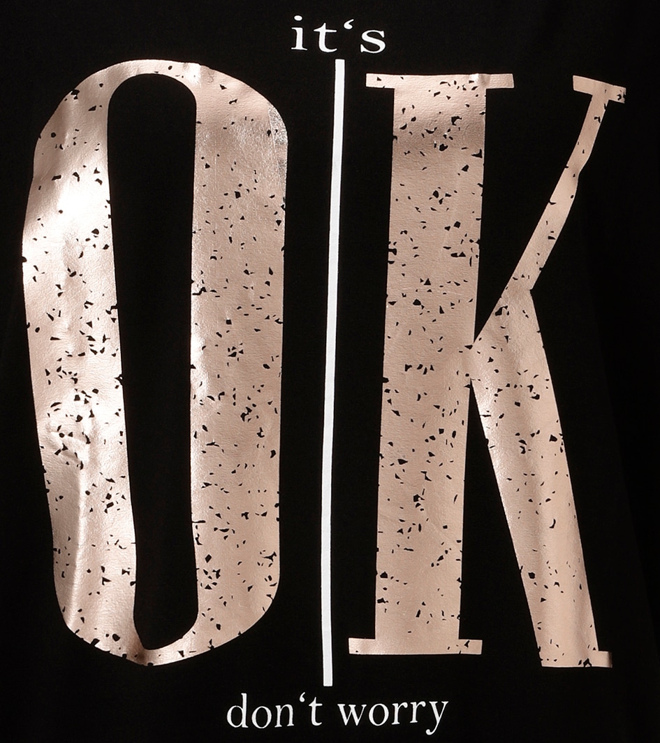 Aniston SELECTED 3/4-Arm-Shirt, mit weißen und goldfarbigen Statements - NEUE KOLLEKTION
