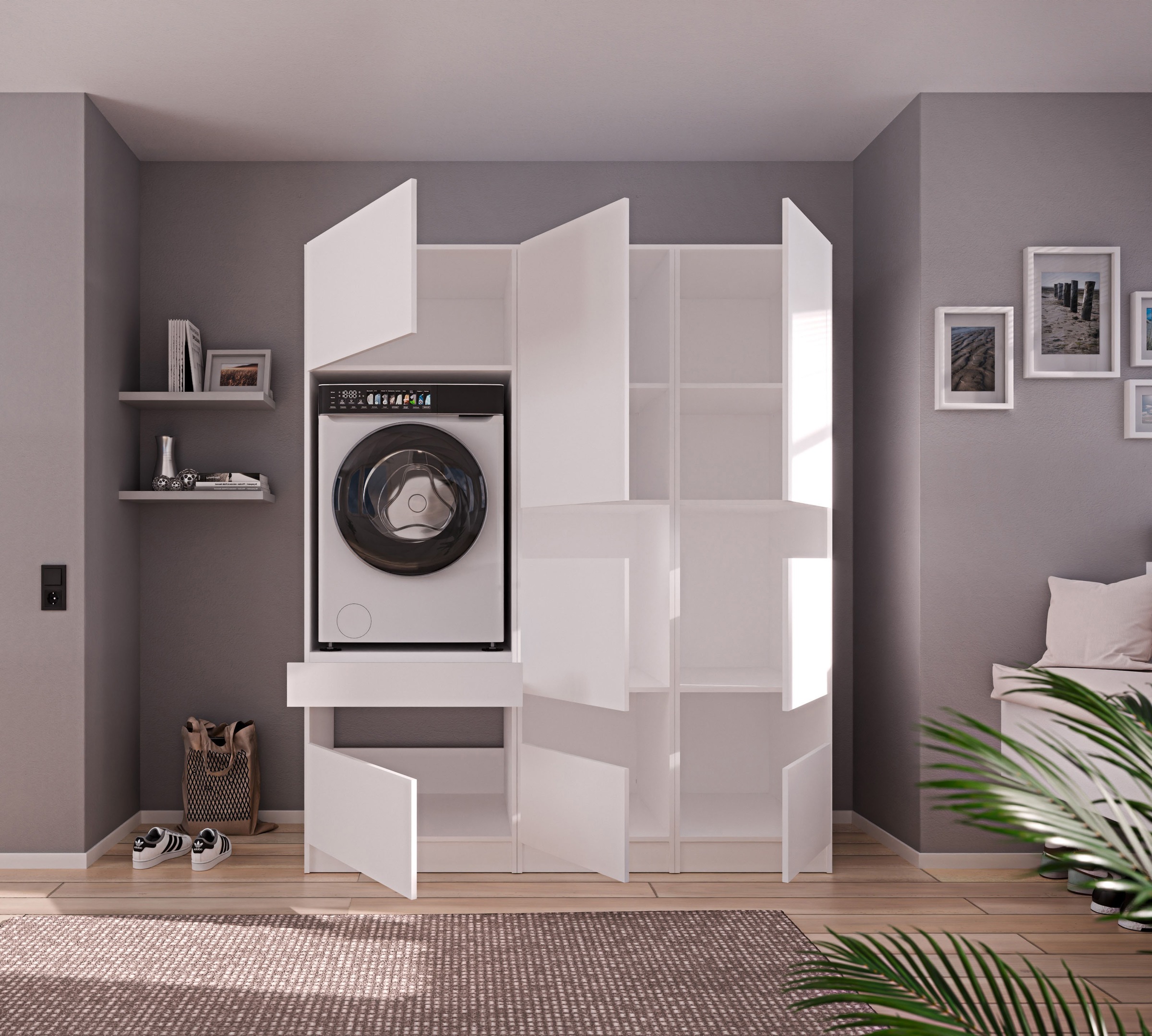 BASIC by Balculina Mehrzweckschrank-Set »Washhome B/T/H 168x68x200 cm« 3 Stk. tlg.