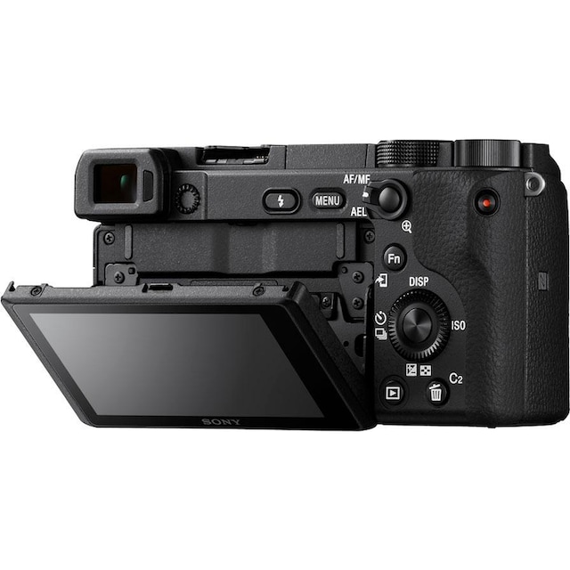 Sony Systemkamera »ILCE-6400MB - Alpha 6400 E-Mount«, 24,2 MP, Bluetooth- WLAN (Wi-Fi)-NFC, 4K Video, 180° Klapp-Display, XGA OLED Sucher, M-Kit  18-135mm Objektiv | BAUR