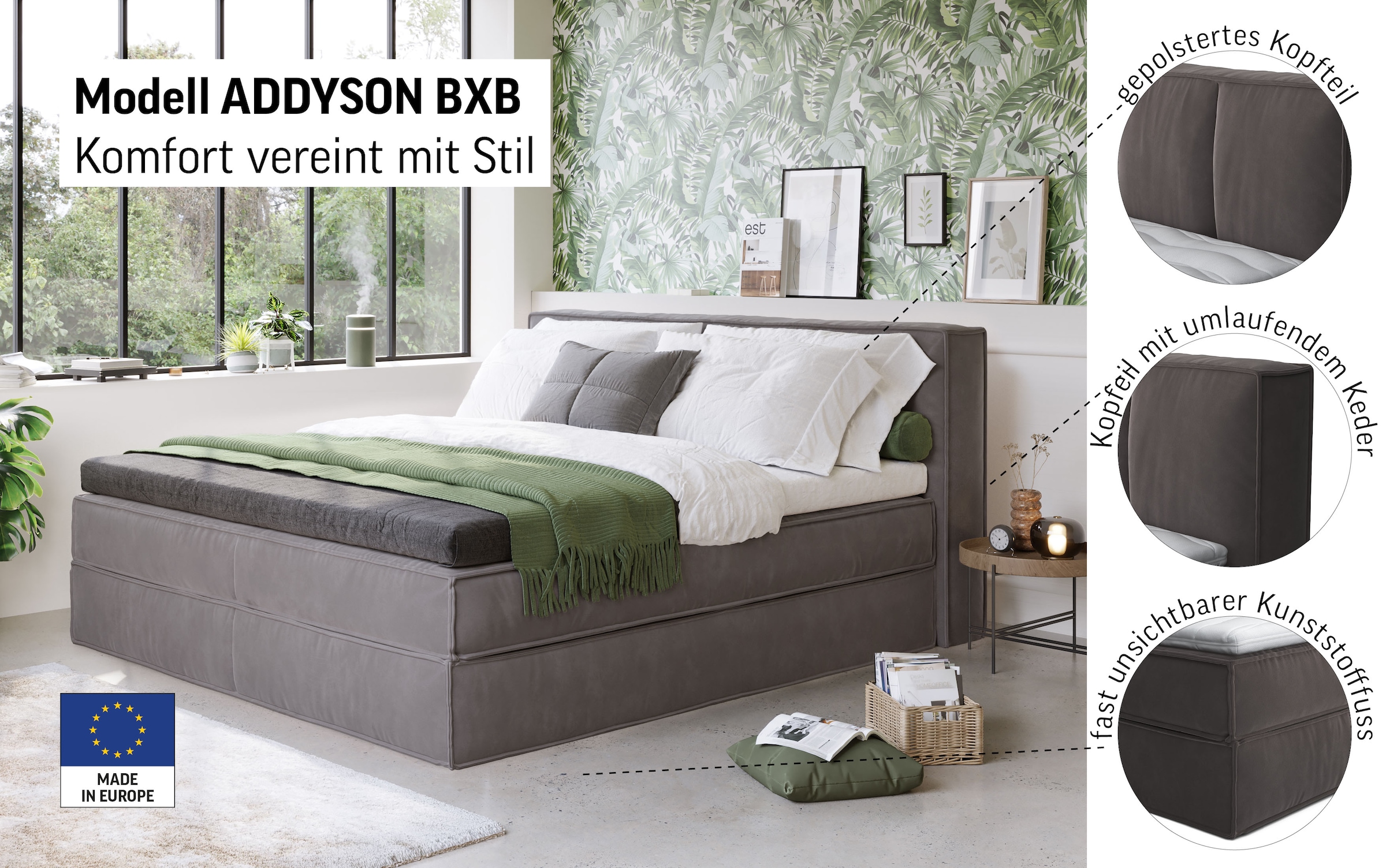 LeGer Home by Lena Gercke Boxspringbett »Addyson« Härtegrade H2, H3 und H4 wählbar,  Boxspringbett inkl. Topper, 2 Matratzen