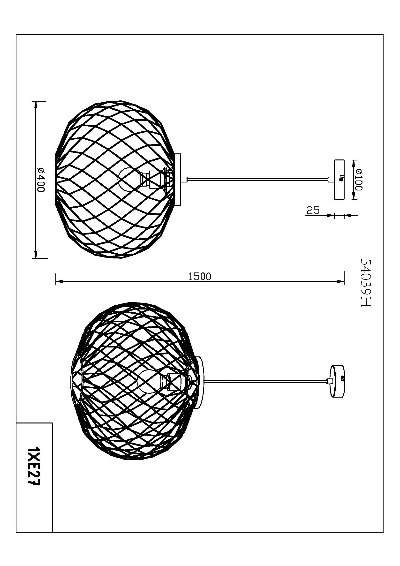 GLOBO LIGHTING Hängeleuchte »LACKY« E27 1 Stk. Hängeleuchte für Esszimmer schwarz modern