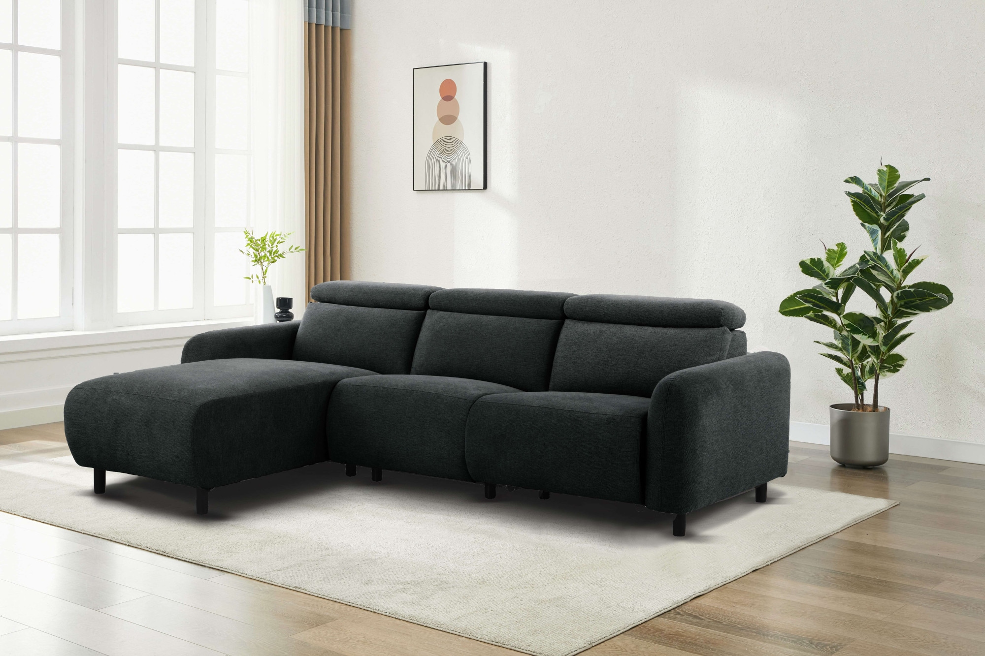 Home affaire Ecksofa »SKAANE Struktur, L-Form, 274 cm, manuelle u. elektrische Funktion,«, 274 cm, mit Kopfteilverstellung und man. oder elektr. Relaxfunktion