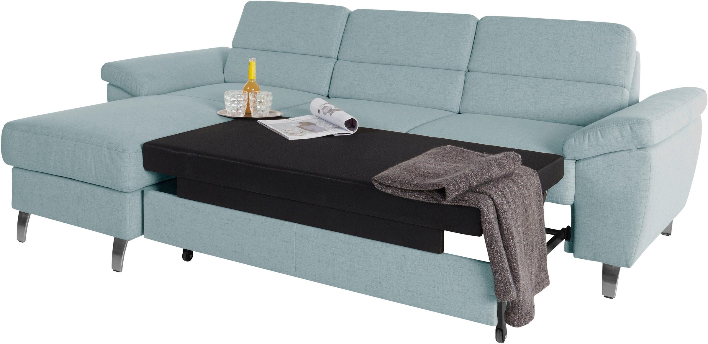 sit&more Ecksofa »Sorano L-Form«, wahlweise mit Bettfunktion und Bettkasten