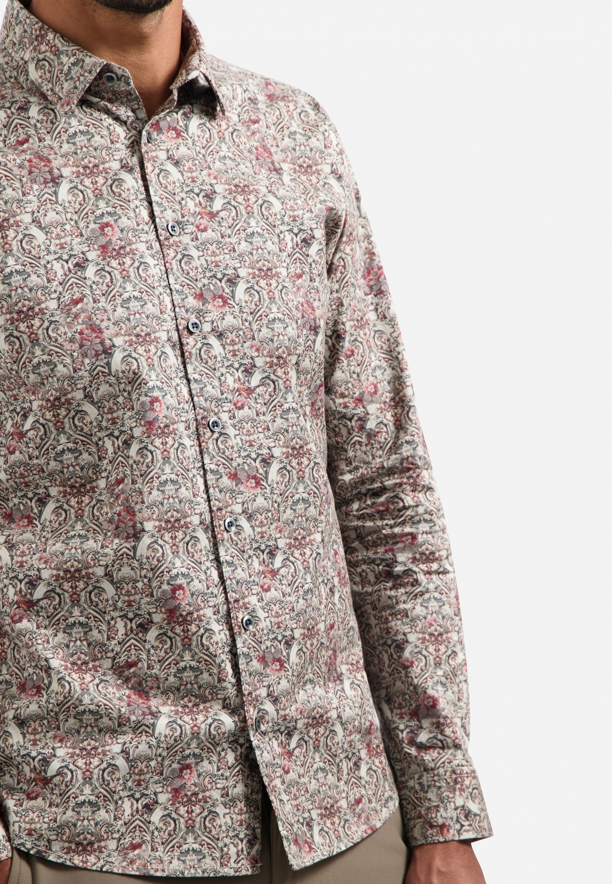 NO EXCESS Langarmhemd »No Excess Bedrucktes Hemd Shirt Stretch Allover Printed«