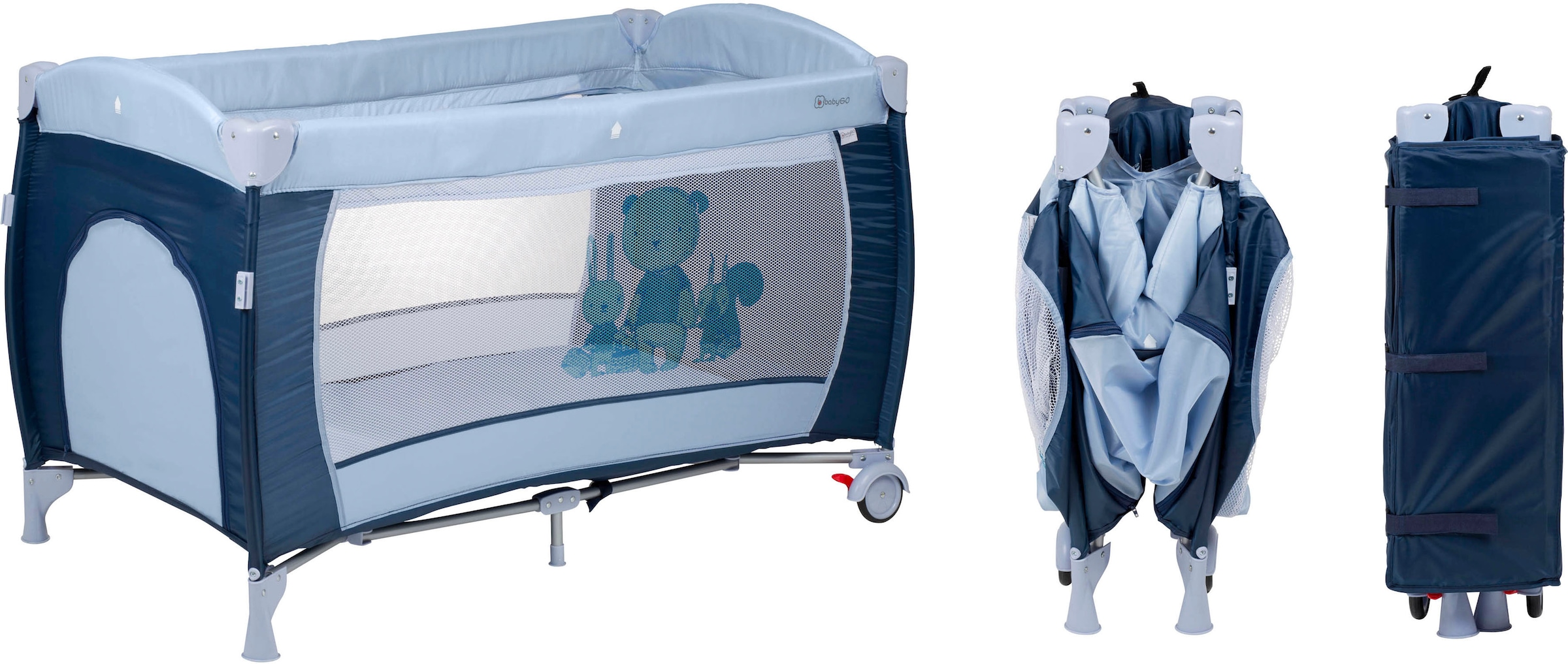 BabyGo Baby-Reisebett »Sleeper Deluxe, blau«, mit Musik-Mobile