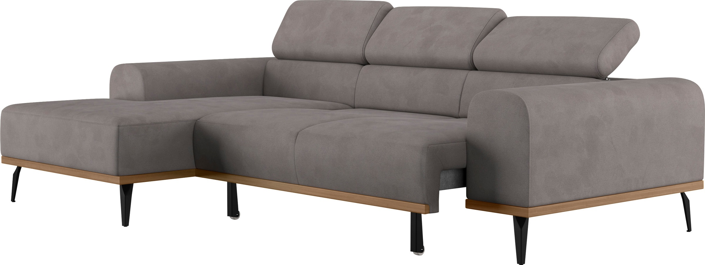 Home affaire Ecksofa »Carlo L-Form« mit Kopfteilverstellung & Holz-Rahmenoptik, wahlweise Relaxfunktion