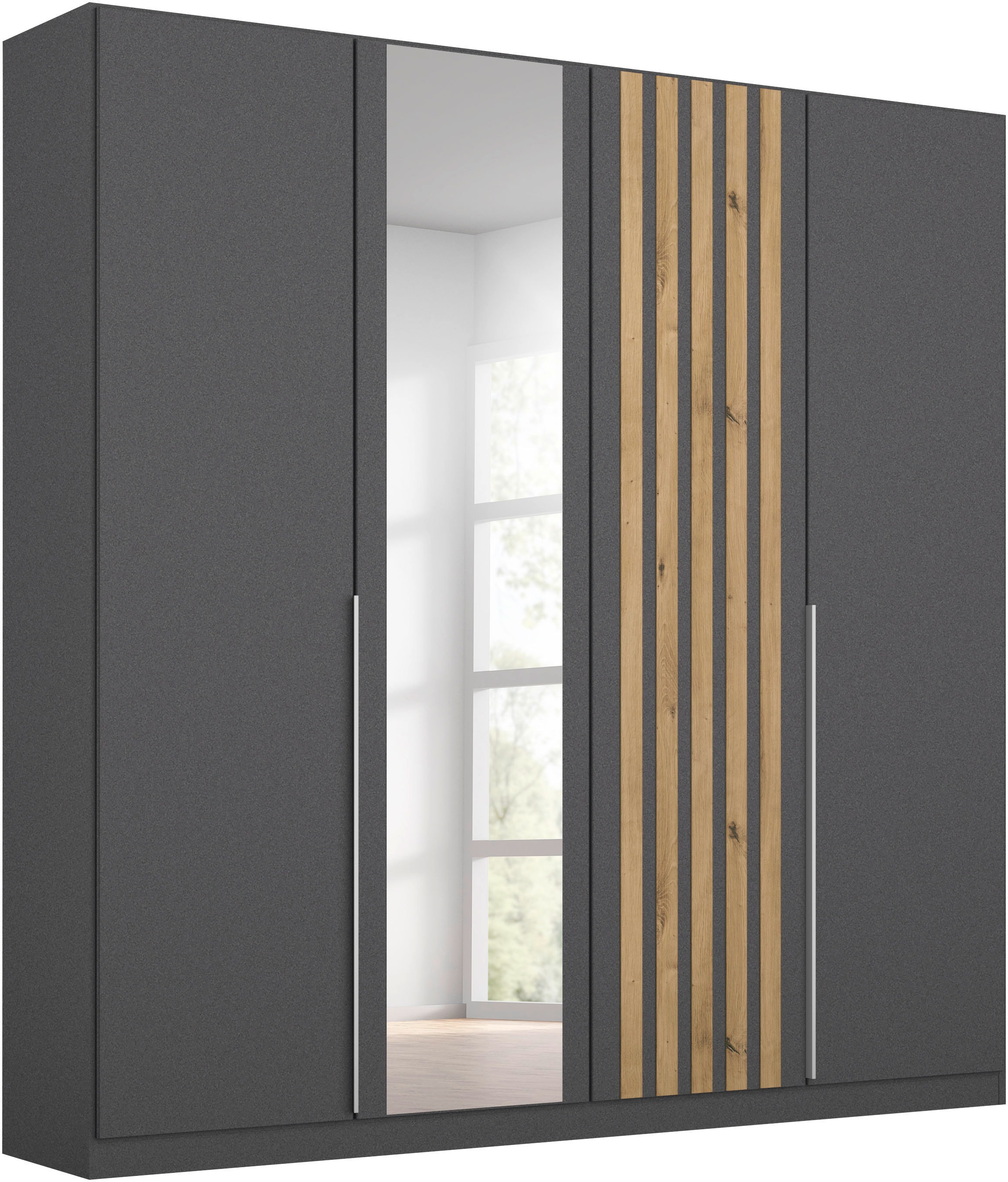 rauch "Kleiderschrank Schrank Garderobe Breiten 181/226/271 cm LAMELLA" 3 verschiedene Ausstattungen BASIC/CLASSIC/PREMIUM (inkl. SOFT-CLOSE), elegante Lamellen-Auflage in 3D Akustikpaneel Optik MADE IN GERMANY