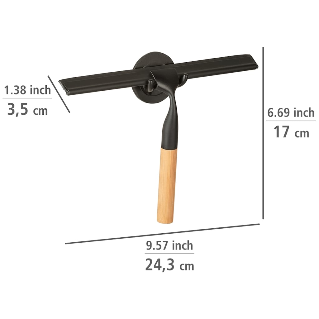 WENKO Duschabzieher »Bambusa«, 24 cm, aus Bambus und Edelstahl, Befestigen ohne Bohren