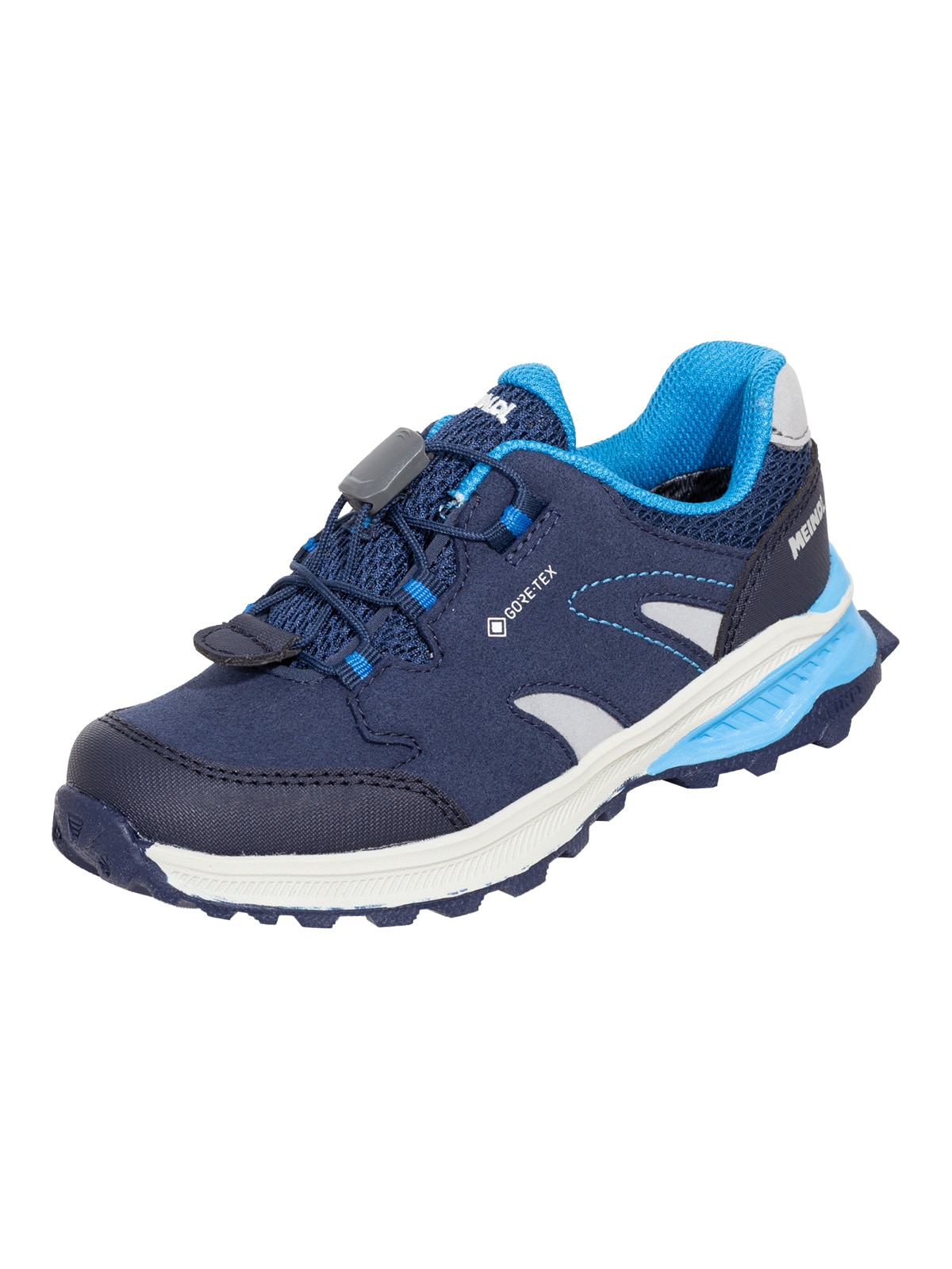 MEINDL Kinder Wanderschuh "Meindl Kivo Junior GTX marine/cobalt", Gr. 32, blau, Mesh, Veloursleder, mehrfarbig, Schuhe, Herausnehmbares