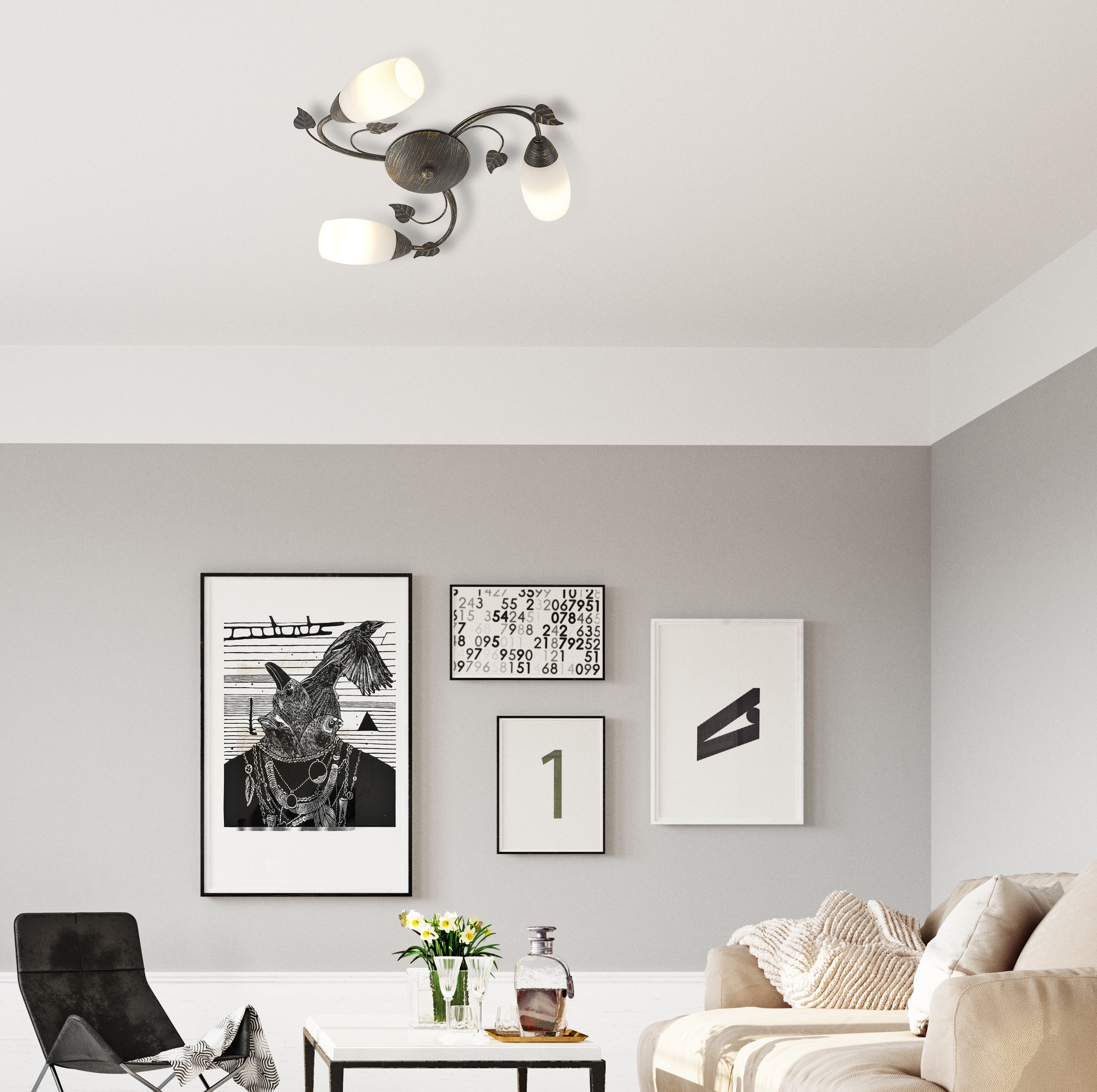 GLOBO LIGHTING Deckenleuchte »VENEZIA« E14 1 Stk. Deckenleuchte Rostfarben, Glas alabaster, E14