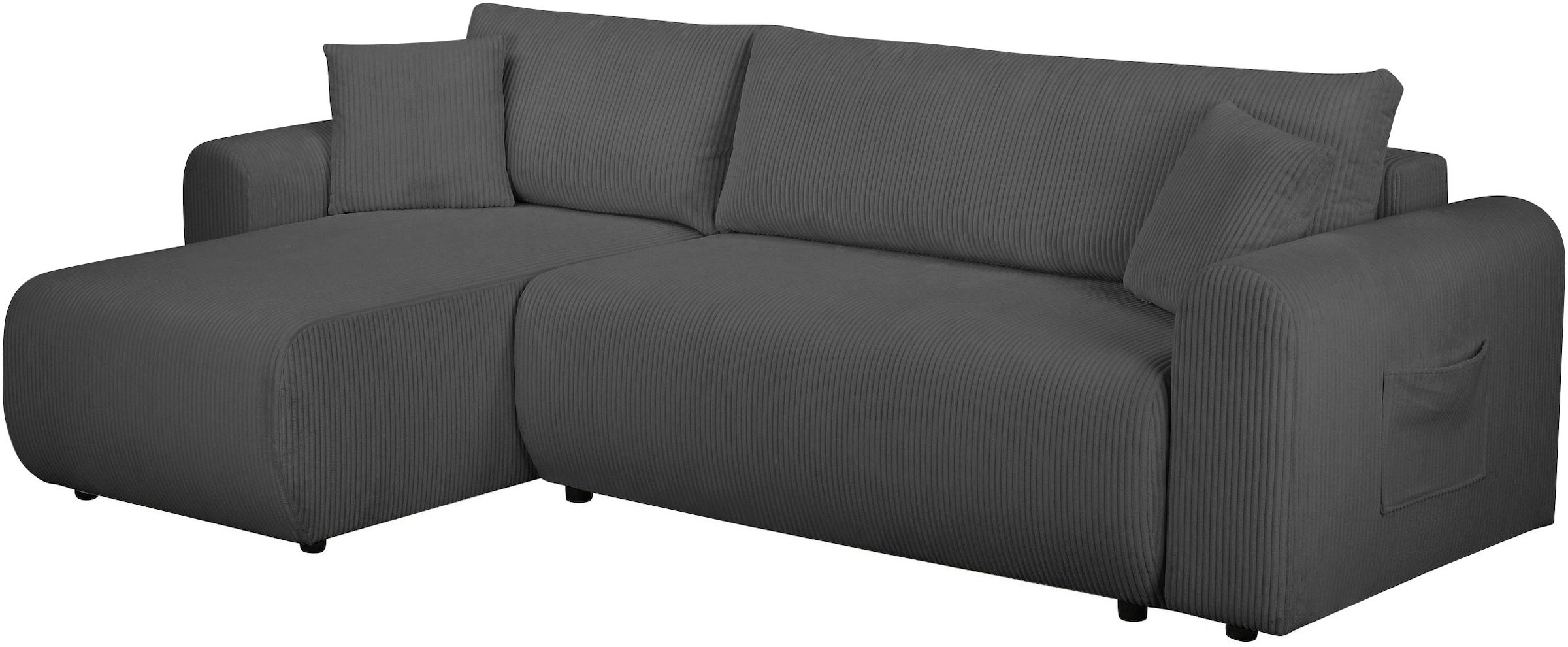 OTTO home Ecksofa »JONAA Cord L-Form, 241cm. OTTO. Verlässliche Qualität« Tonnentaschen-Federkern, Bettkasten, Schlafsofa (133/200)