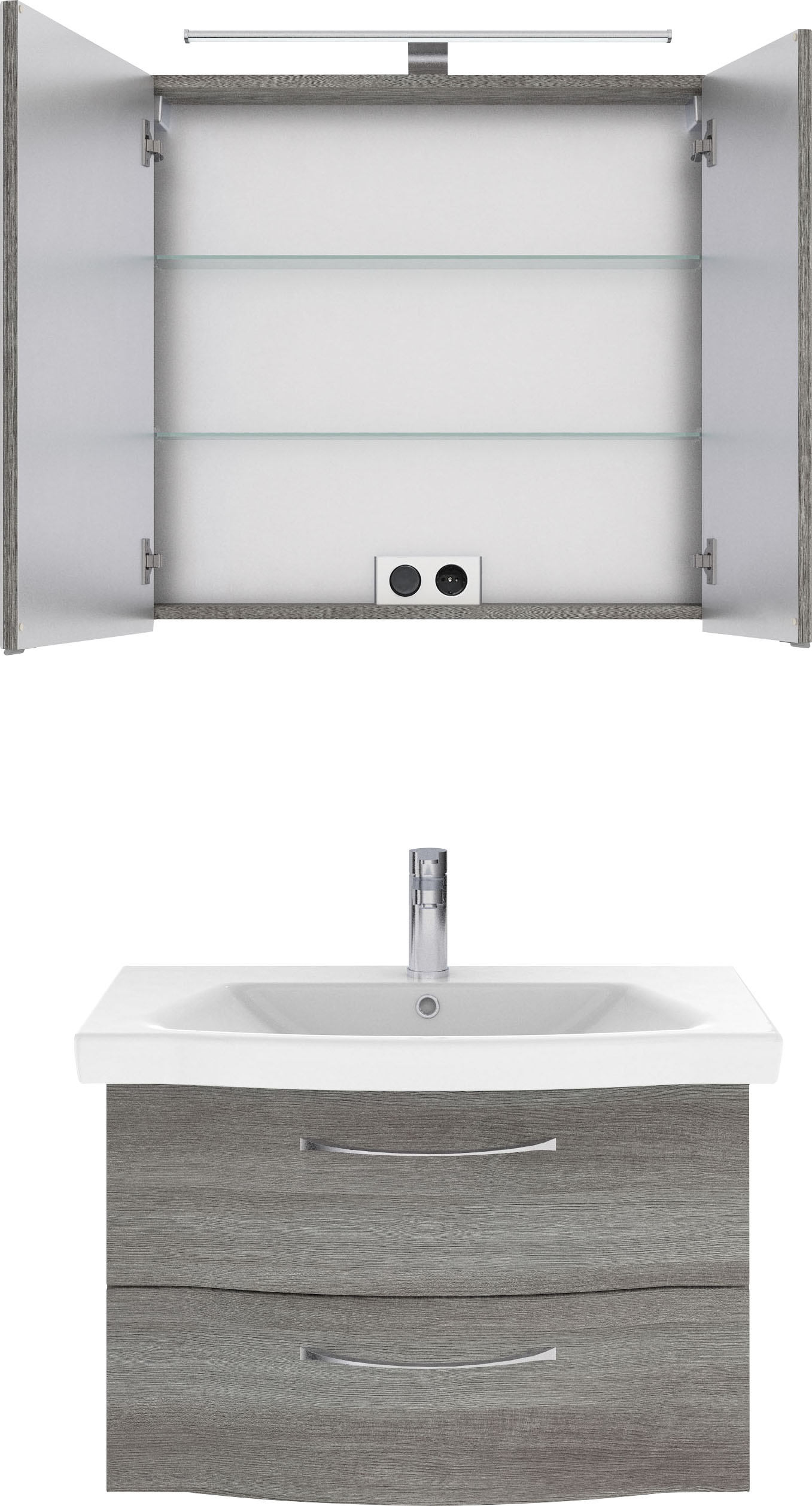 Thumbnail - Saphir Badmöbel-Set "6005 Sprint 2-teilig, Keramik-Waschtisch mit LED-Spiegelschrank" 2 Stk. tlg.