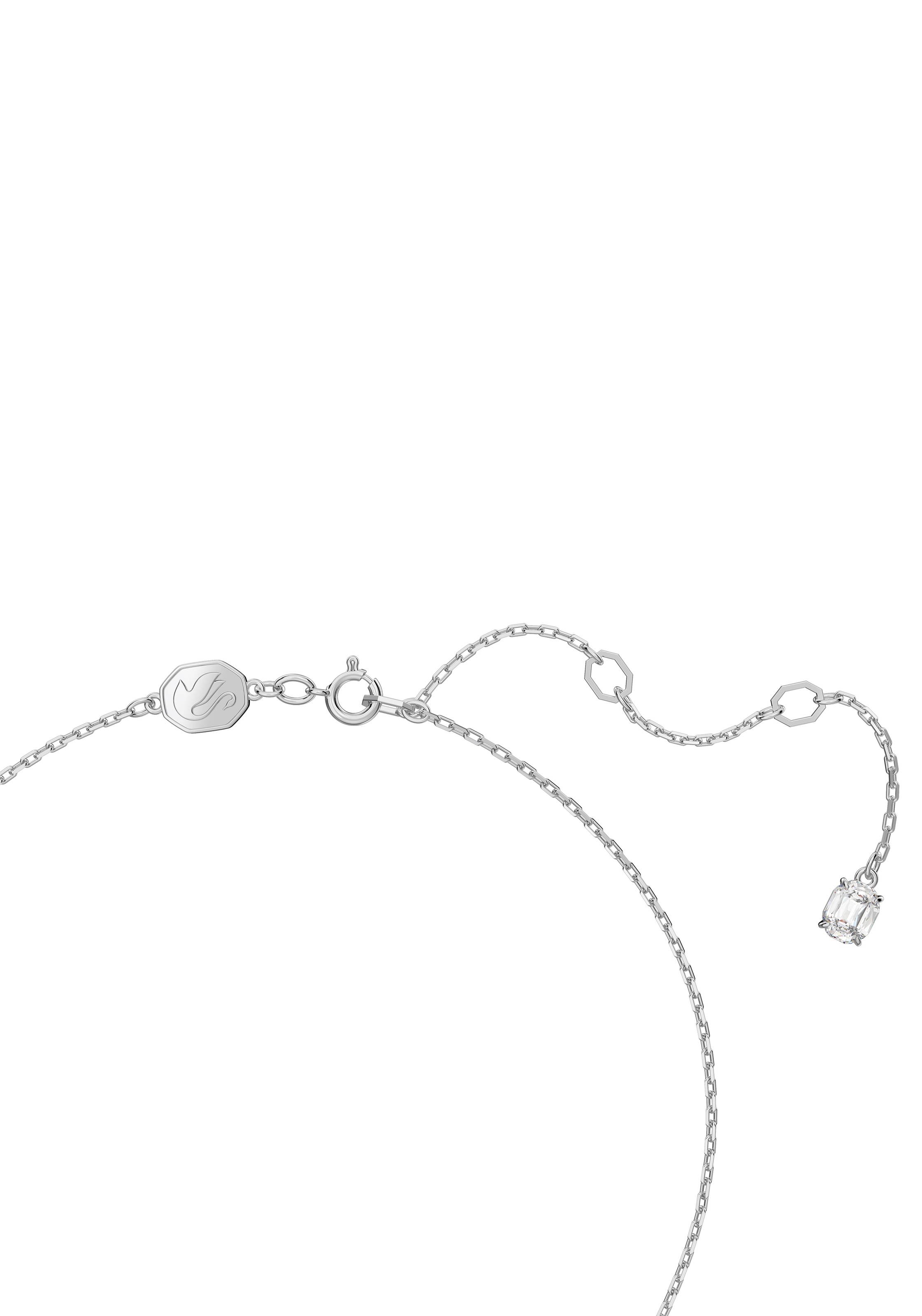 Kette mit Anhänger SWAROVSKI "Una Angelic", weiß (metallfarben, kristallweiß), Halsketten, Damen, Metall, L: 44 B: 1,4mm, mit Swarovski Kristall, B:1,4mm 3