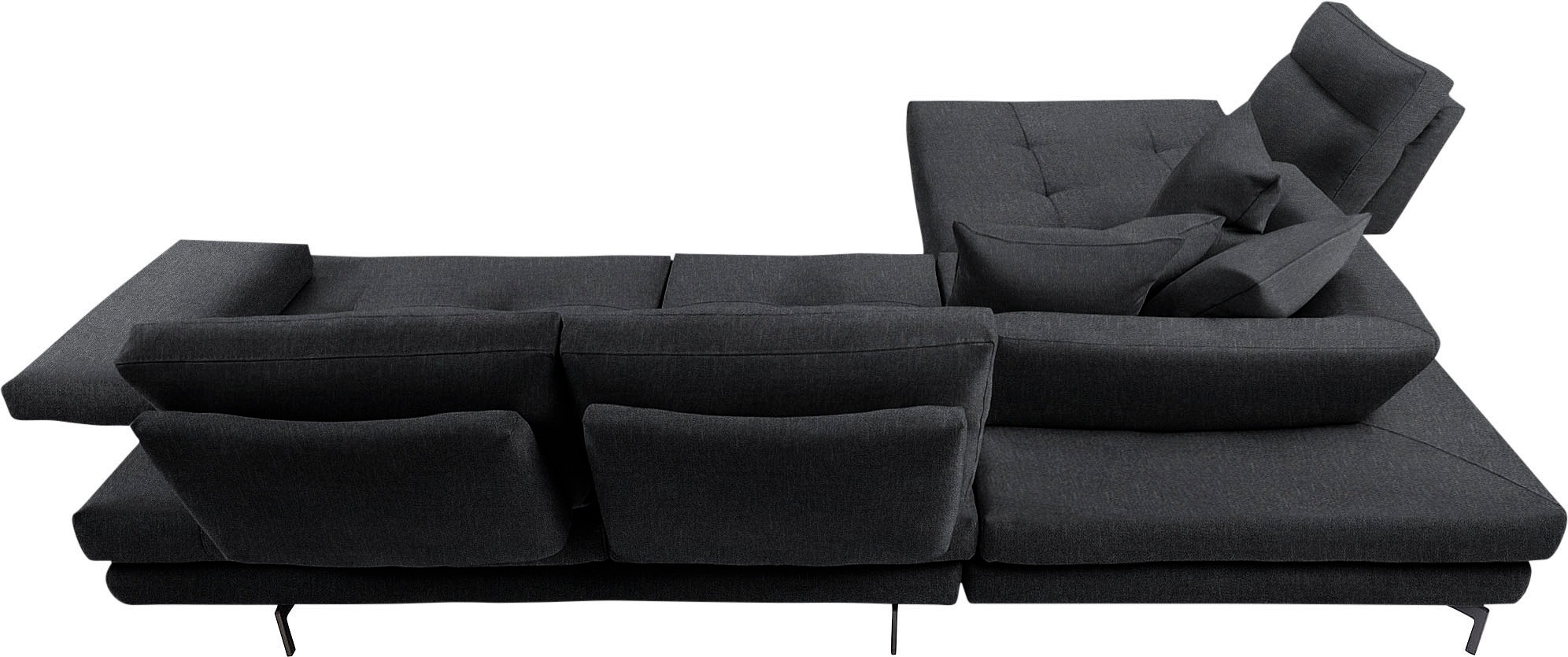 CALIA ITALIA Ecksofa »Toby Wing, Komfortsofa mit Sitzkomfort der Extraklasse, L-Form«, Sitztiefenverstellung, wahlw. mit Kissen-Set,Füße schwarz matt