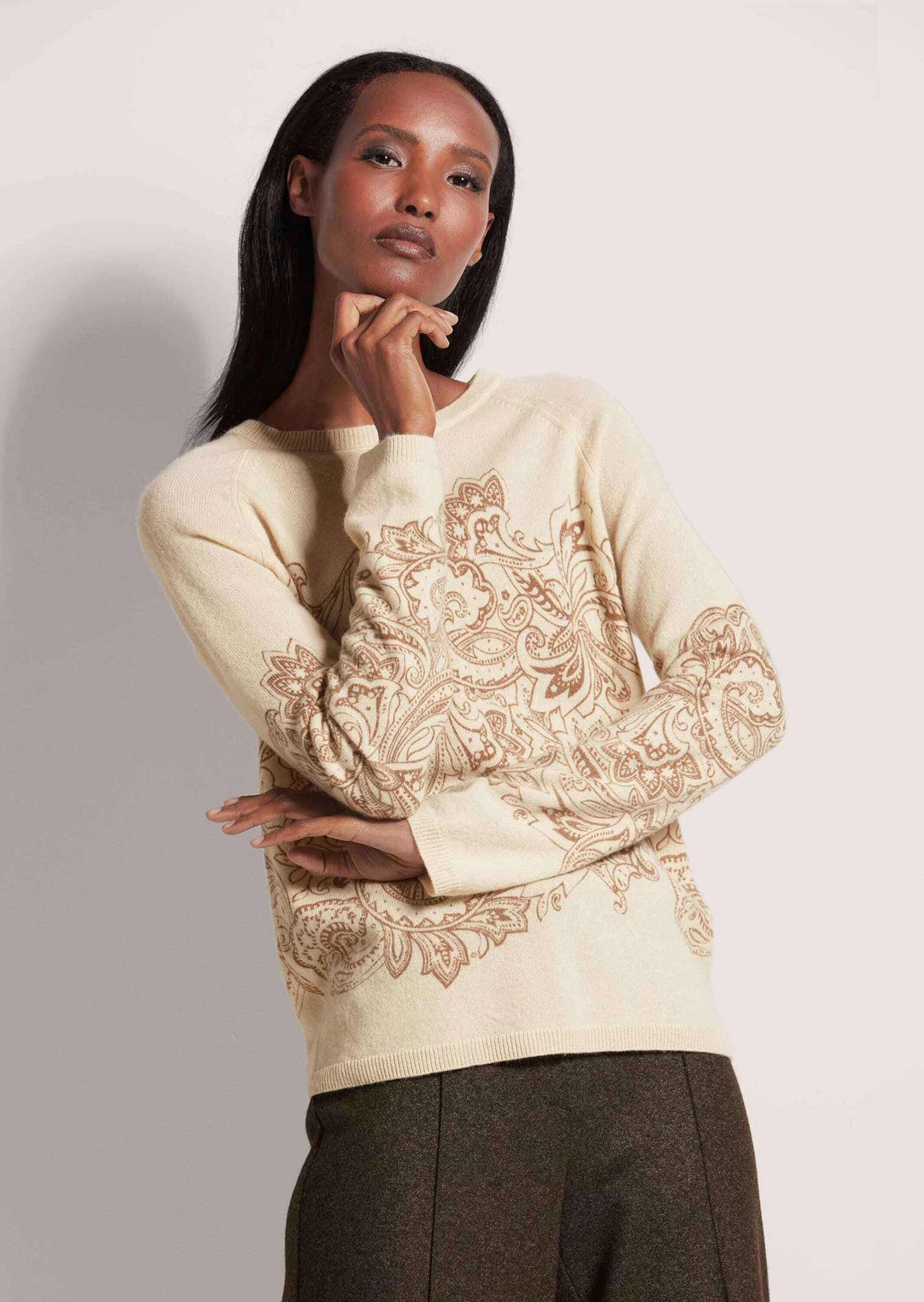 MADELEINE Longpullover »Druckpullover Kaschmir-Pullover mit wertvollem Druck«