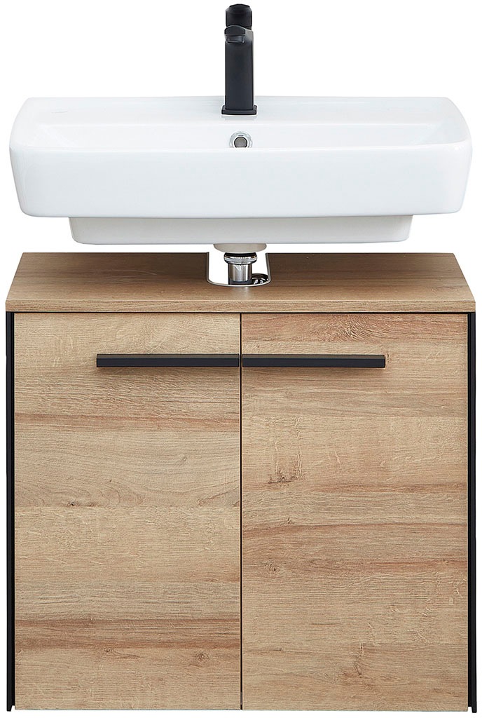 Saphir Badmöbel-Set »Quickset 395 4-teilig, Waschbeckenunterschrank mit LED-Spiegelschrank«, (4 St.), Unterschrank, Hängeschrank inkl. Türdämpfer, 6 Türen, 1 Schublade