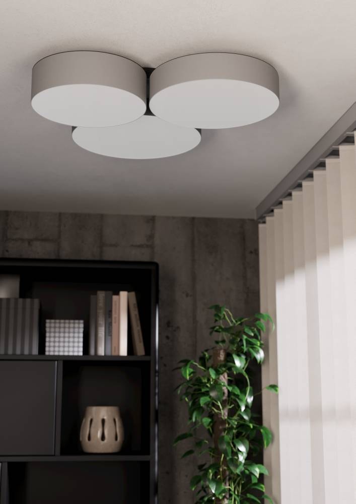 EGLO Deckenleuchte »BARBANO-Z Deckenlampe, grau weiß, ZigBee 3.0, Disco-Modus, Timer«, 3 flammig, Leuchtmittel LED-Modul | LED fest integriert, App und Sprachsteuerung Alexa, 60,5 x 56,5 x 9 cm, exkl. Fernbedienung
