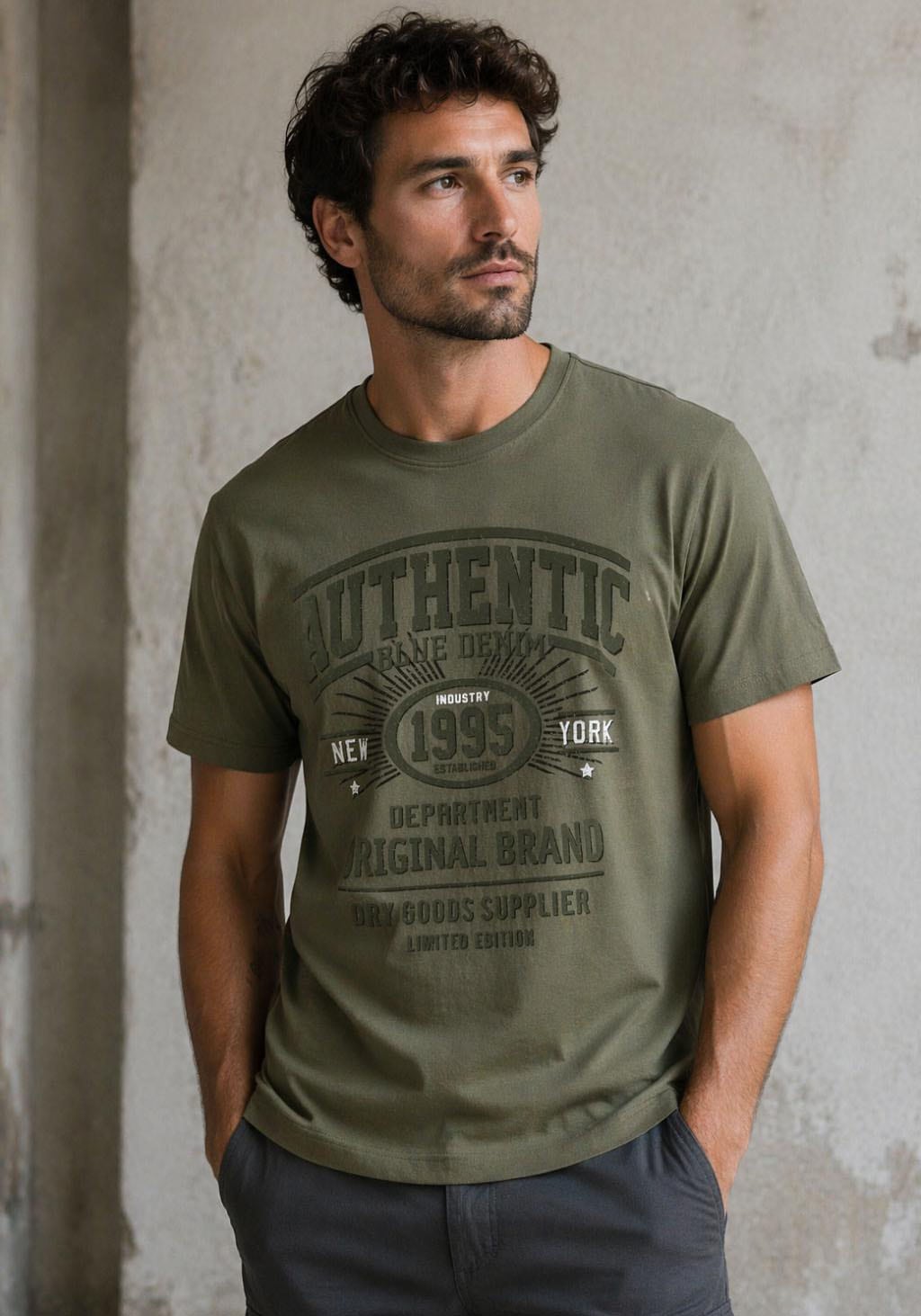 Mans World T-Shirt Kurzarm, lässige Passform, bedrucktes Design, Rundhals